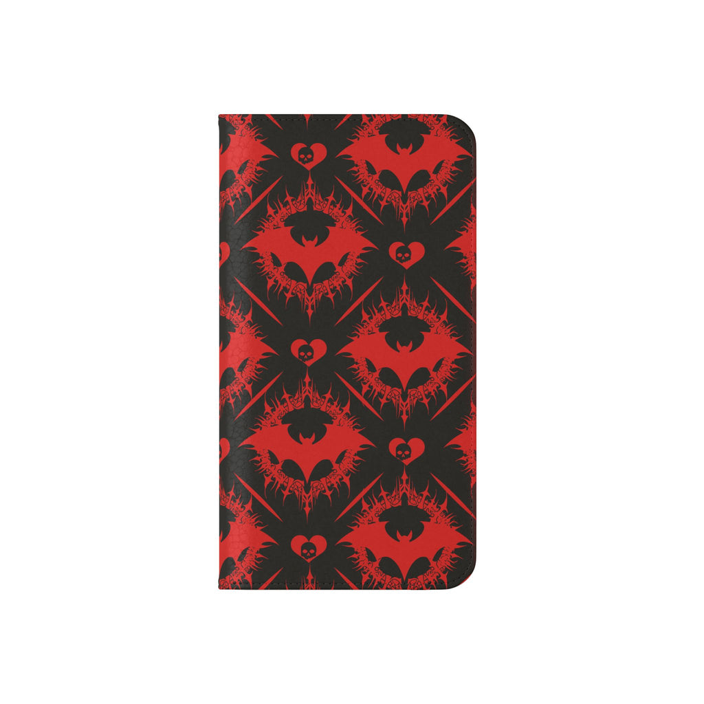 Gothic Bat Wallet Flip Case - Elegant Goth Phone Wallet - Bat Pattern Flip Case - Gothic Phone Case - Stylish Wallet Phone Case