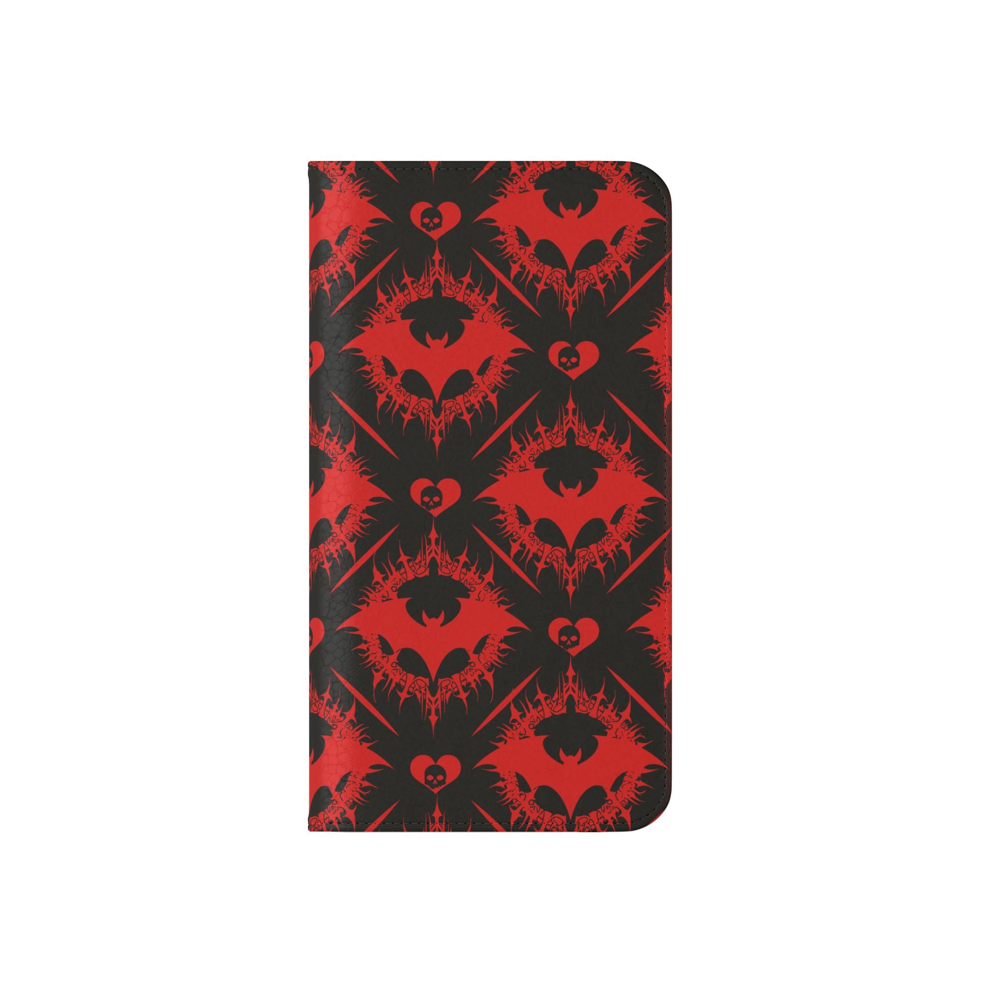 Gothic Bat Wallet Flip Case - Elegant Goth Phone Wallet - Bat Pattern Flip Case - Gothic Phone Case - Stylish Wallet Phone Case