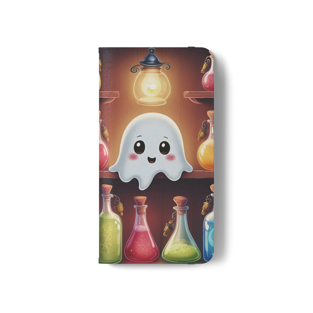 Apothecary Ghost Flip Wallet Case - Spooky Halloween Phone Case - Gothic Ghost Smartphone Case -  Ghost on a Shelf Wallet Case