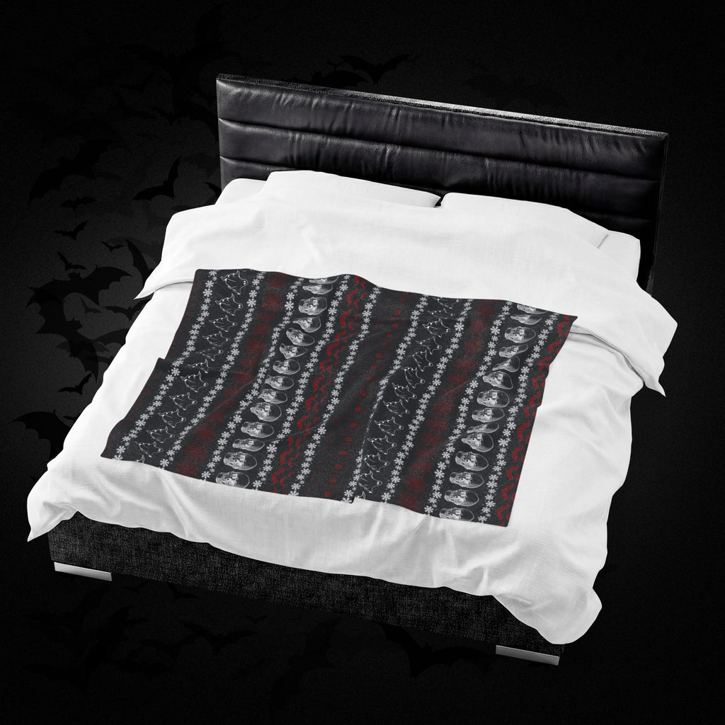 Merry Creepmas Print Throw Blanket — Gothic Holiday Home Decor