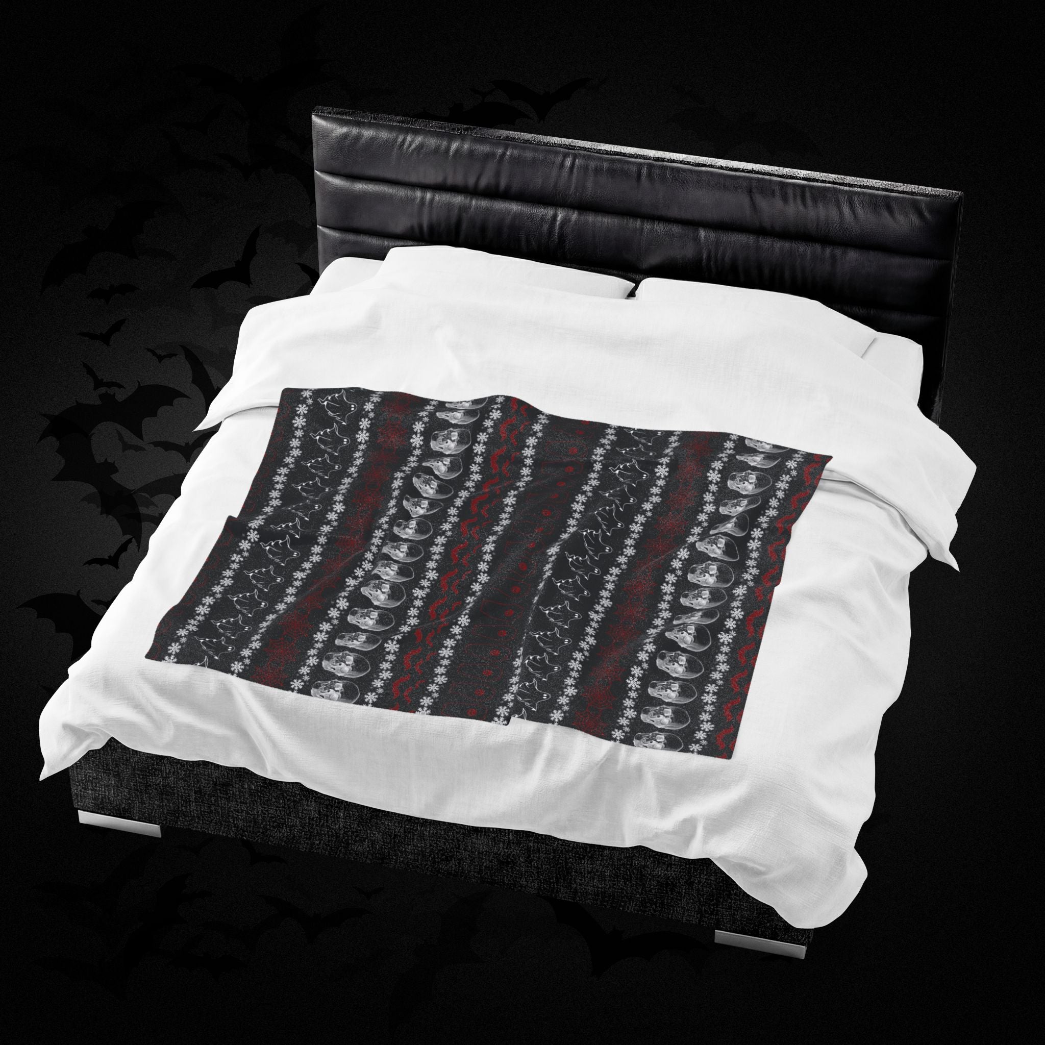 Merry Creepmas Print Throw Blanket — Gothic Holiday Home Decor
