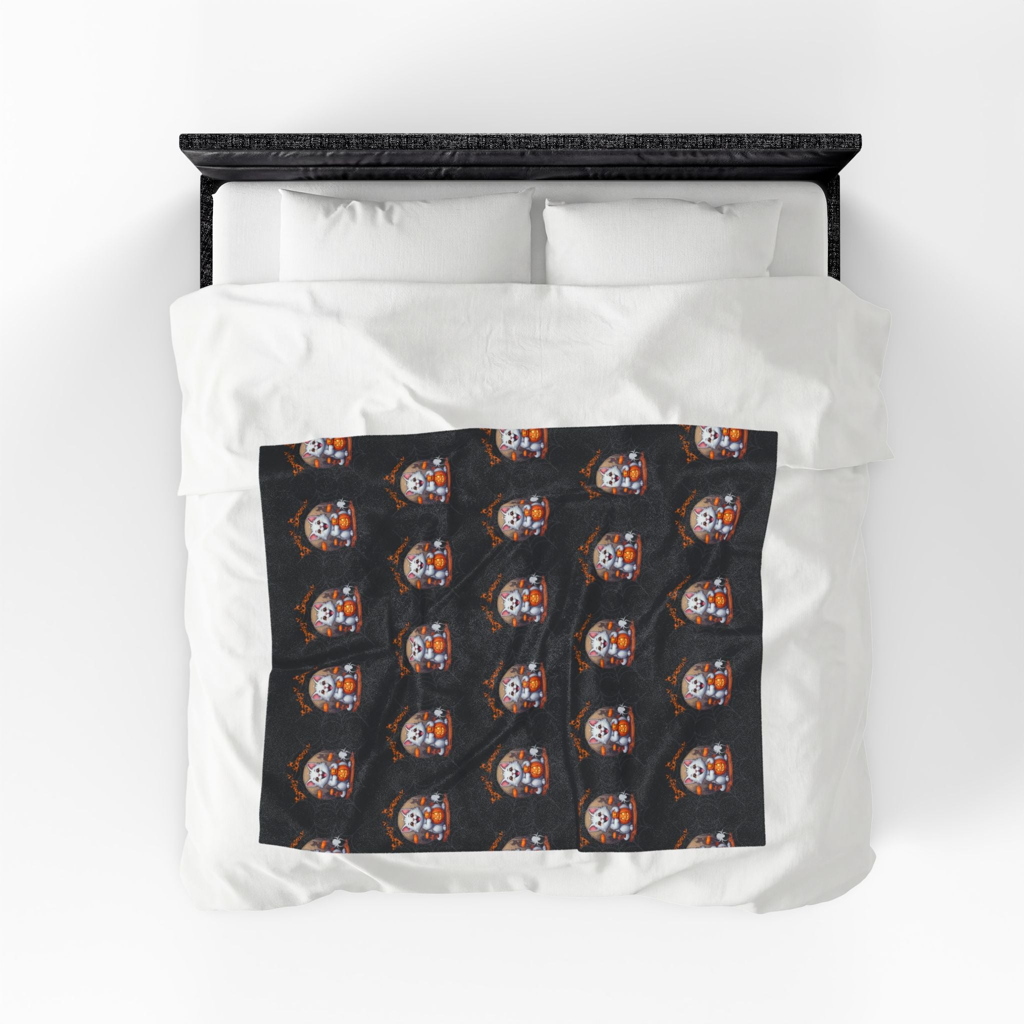 Spooky Season Cat Halloween Throw Blanket — Pumpkin Gothic Home Decor