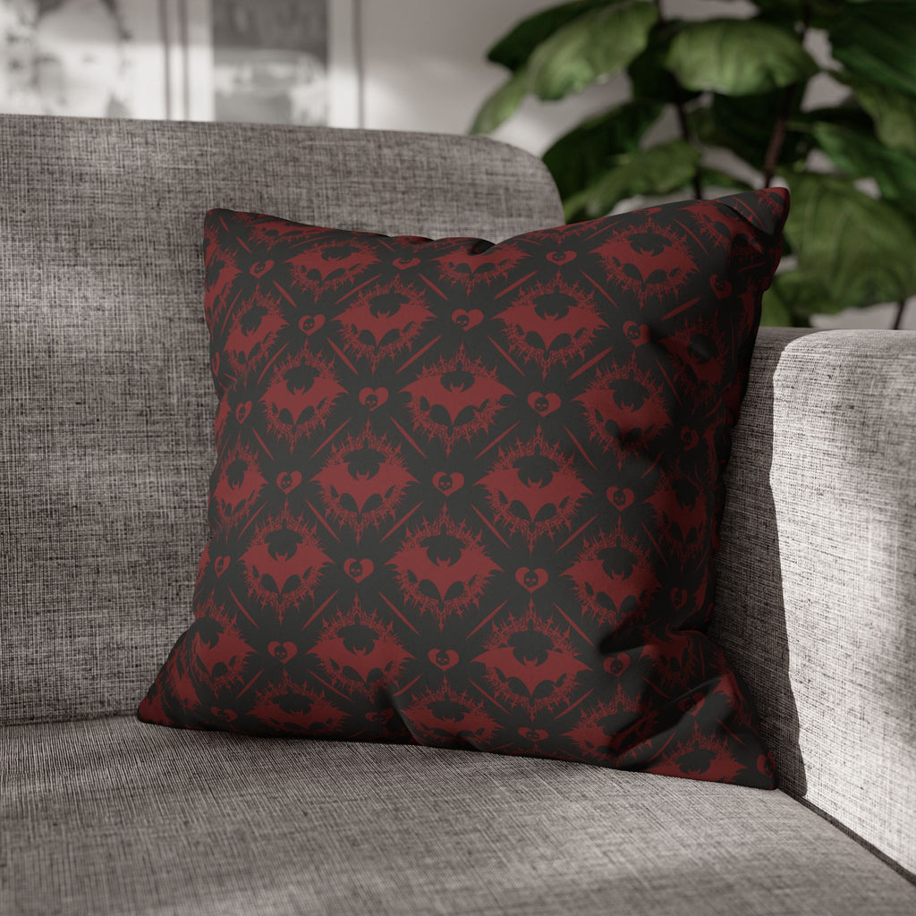 Gothic Bat Diamond Pattern Throw Pillow — Midnight Black Dark Home Decor