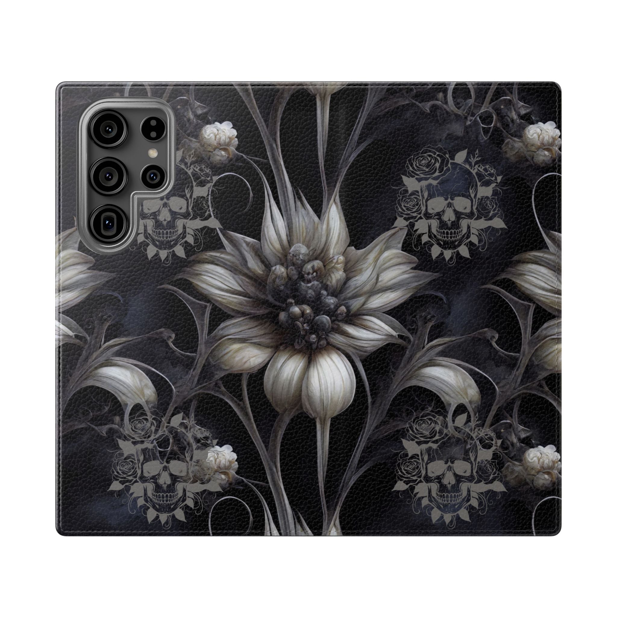 Goth Botanical Flip Wallet Case for iPhone and Samsung Galaxy Phones