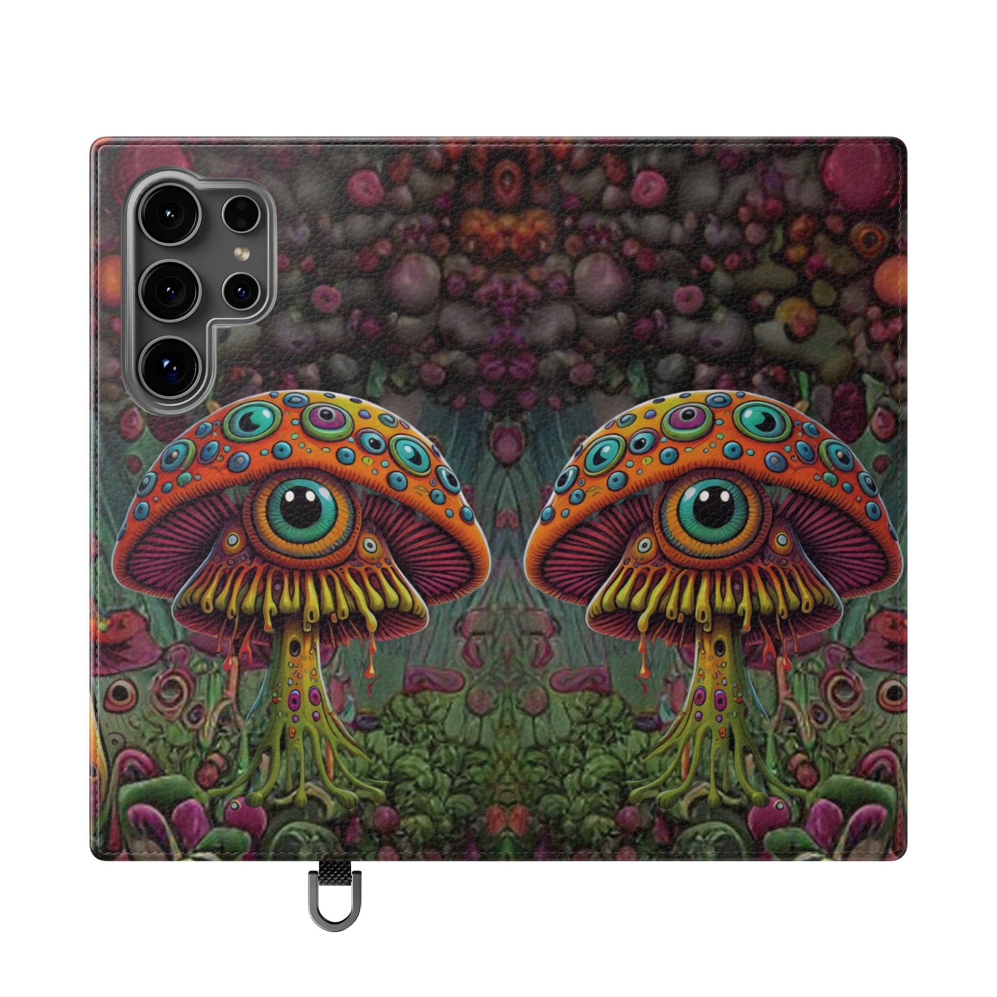 Trippy Mushroom Cottagecore Flip Wallet Phone Case - Mushroom Wallet Case for Samsung iPhone - Psychedelic Wallet Phone Cases