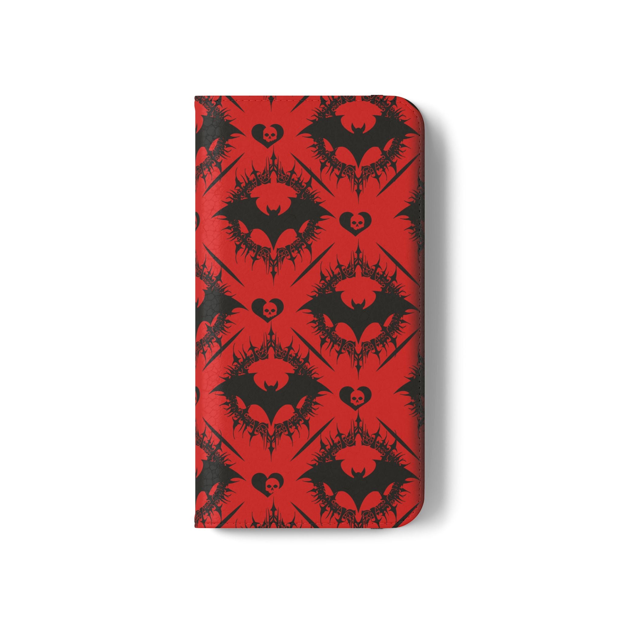 Gothic Bat Wallet Flip Case - Elegant Goth Phone Wallet - Bat Pattern Flip Case - Gothic Phone Case - Stylish Wallet Phone Case