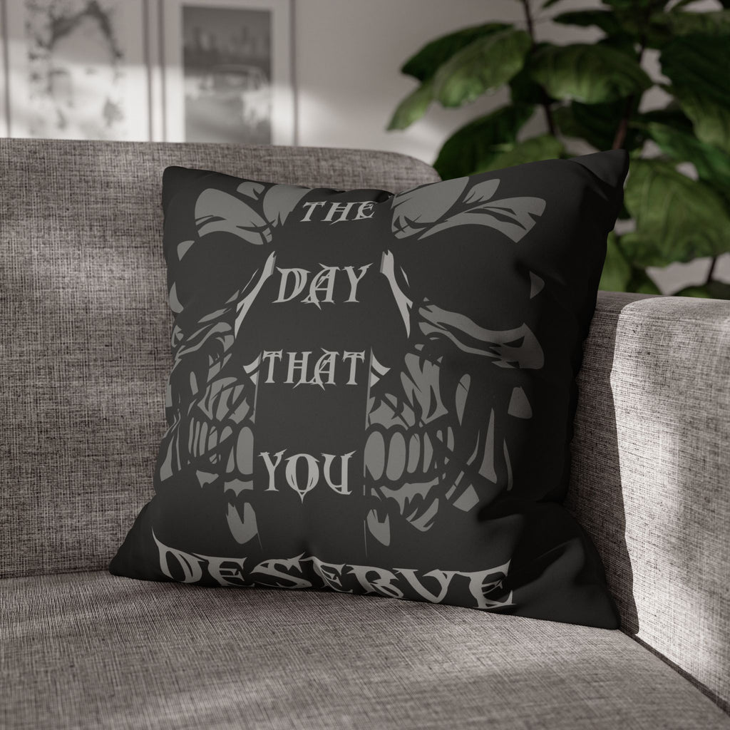 Gothic Floral Skull Throw Pillow — Dark Botanical Moody Home Decor