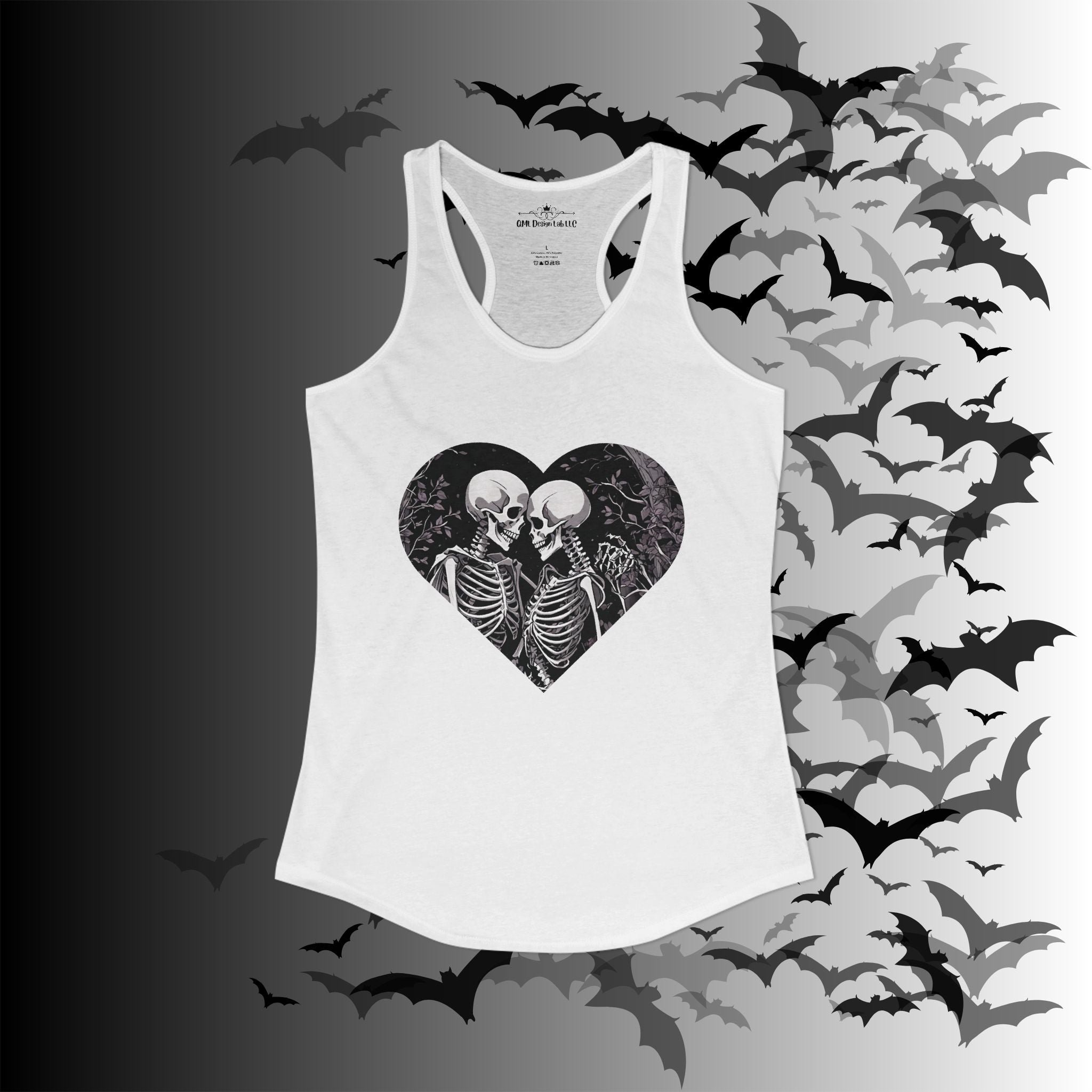 Gothic Skeleton Heart "Forever Yours" Racerback Tank Top — Dark Romance Front & Back