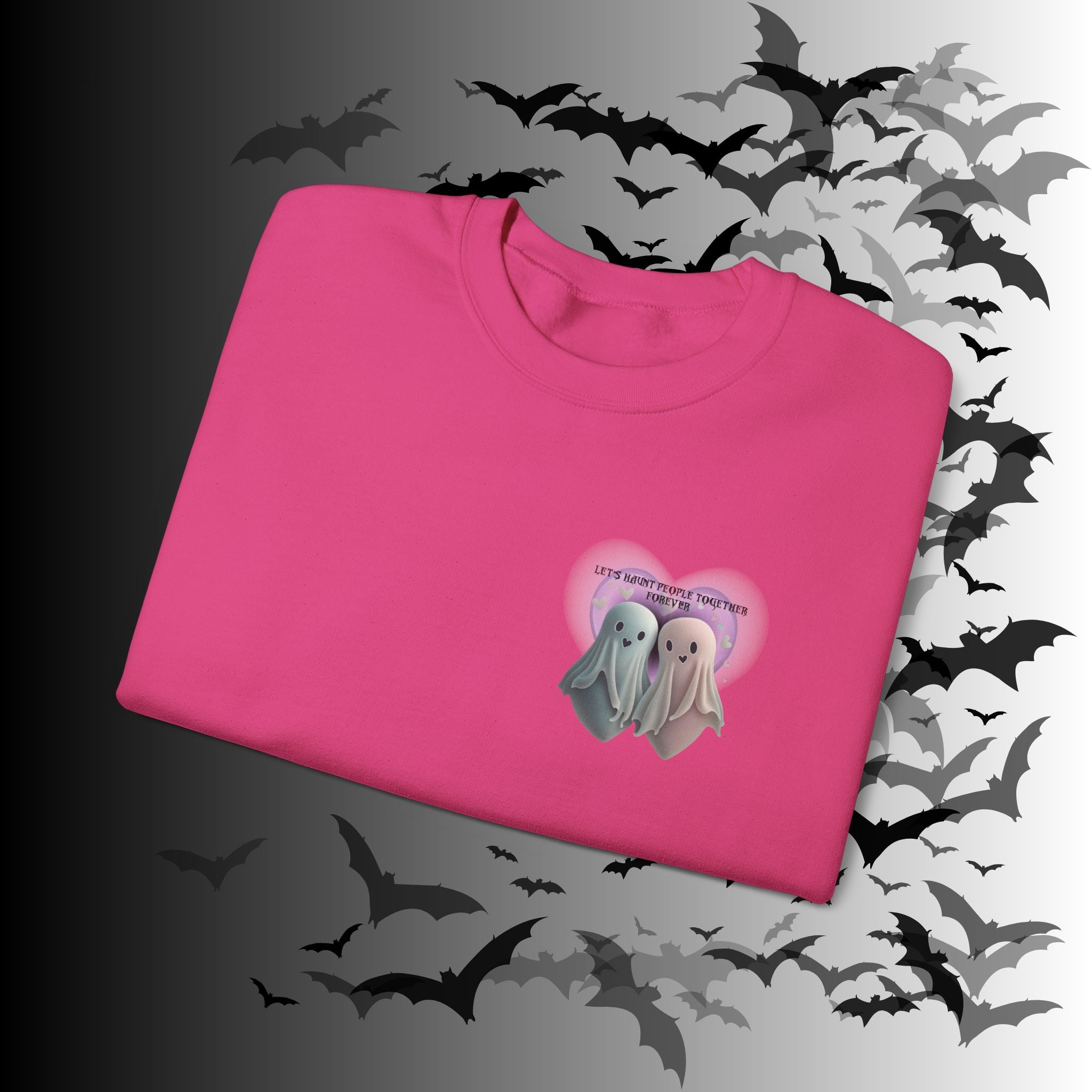 Let's Haunt People Together Forever Crewneck Sweatshirt — Gothic Valentine's Couples Ghost
