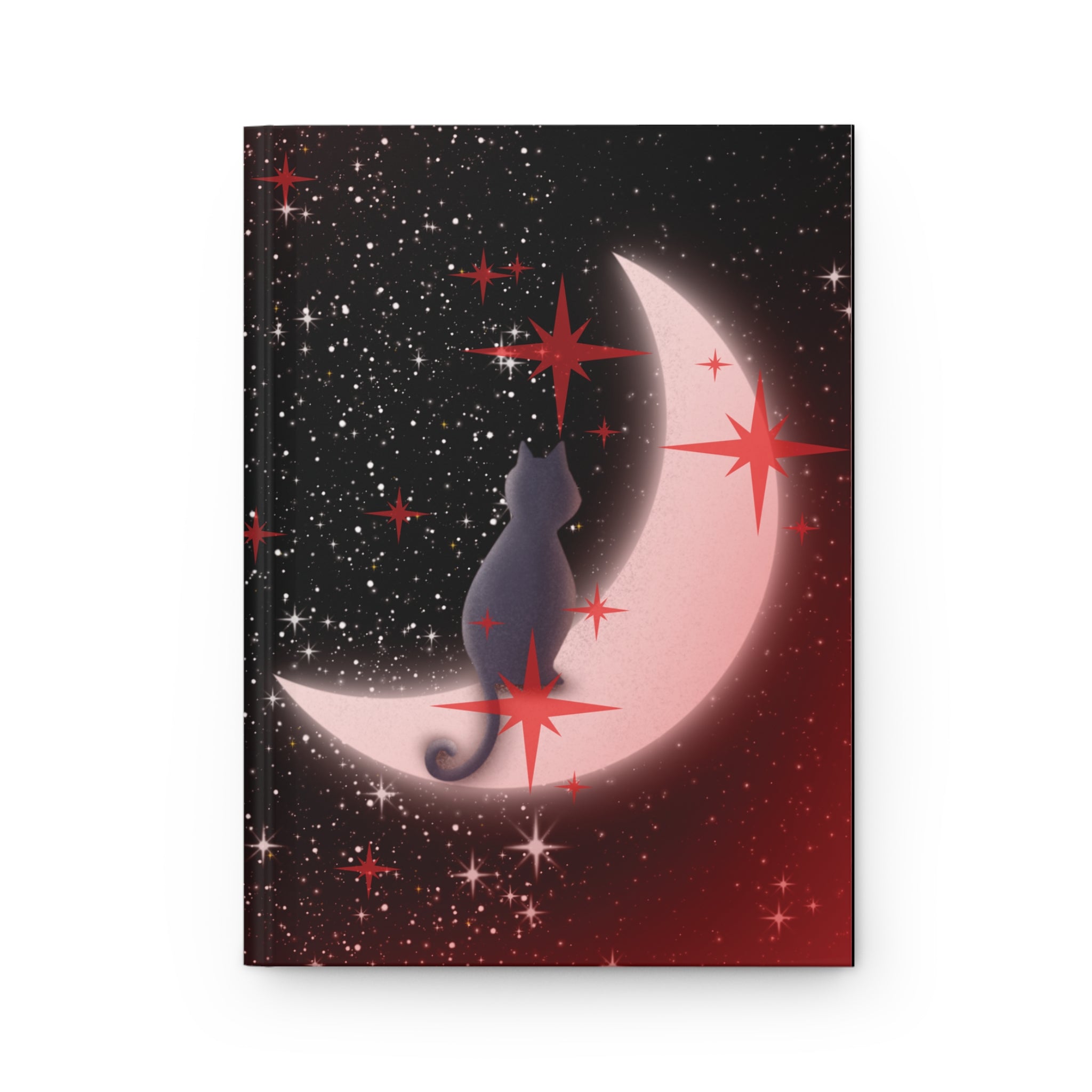 Gothic Black Cat Crescent Moon Journal — Dark Celestial Hardcover