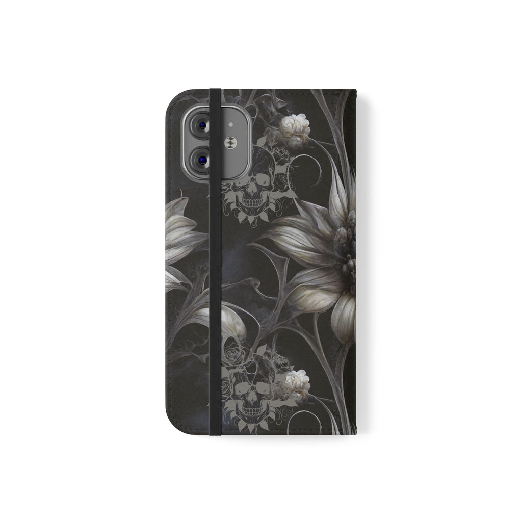 Goth Botanical Flip Wallet Case for iPhone and Samsung Galaxy Phones