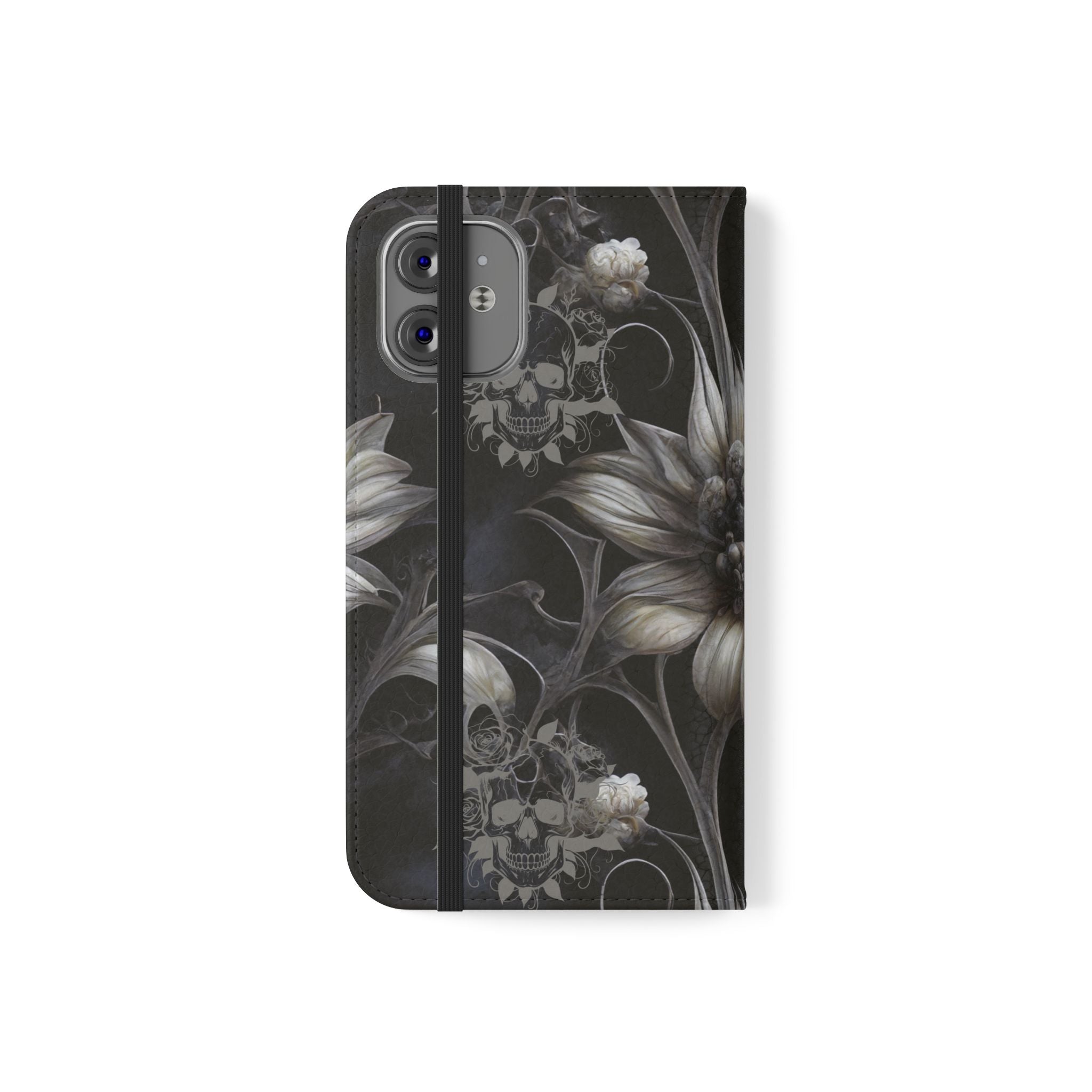 Goth Botanical Flip Wallet Case for iPhone and Samsung Galaxy Phones