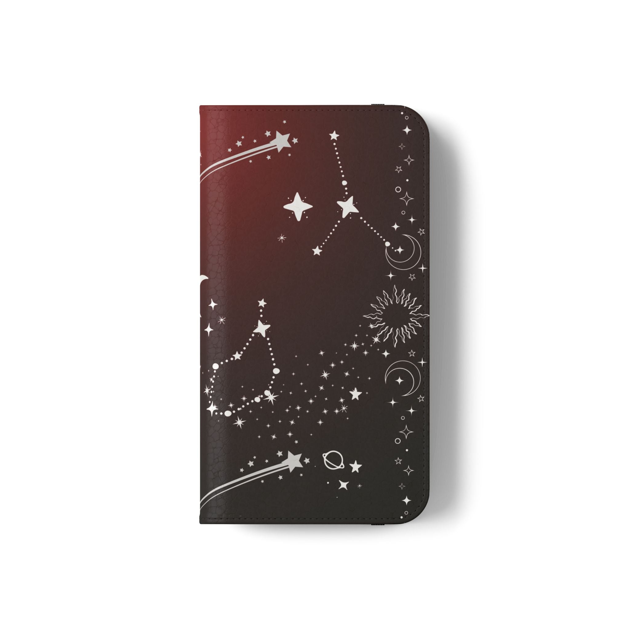 Gothic Celestial Black and Red Flip Wallet Case for iPhone and Samsung Galaxy Phones