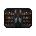 Whimsigoth Ghost Bookcase Bath Mat — Dark Academia Gothic Library Bathroom Decor