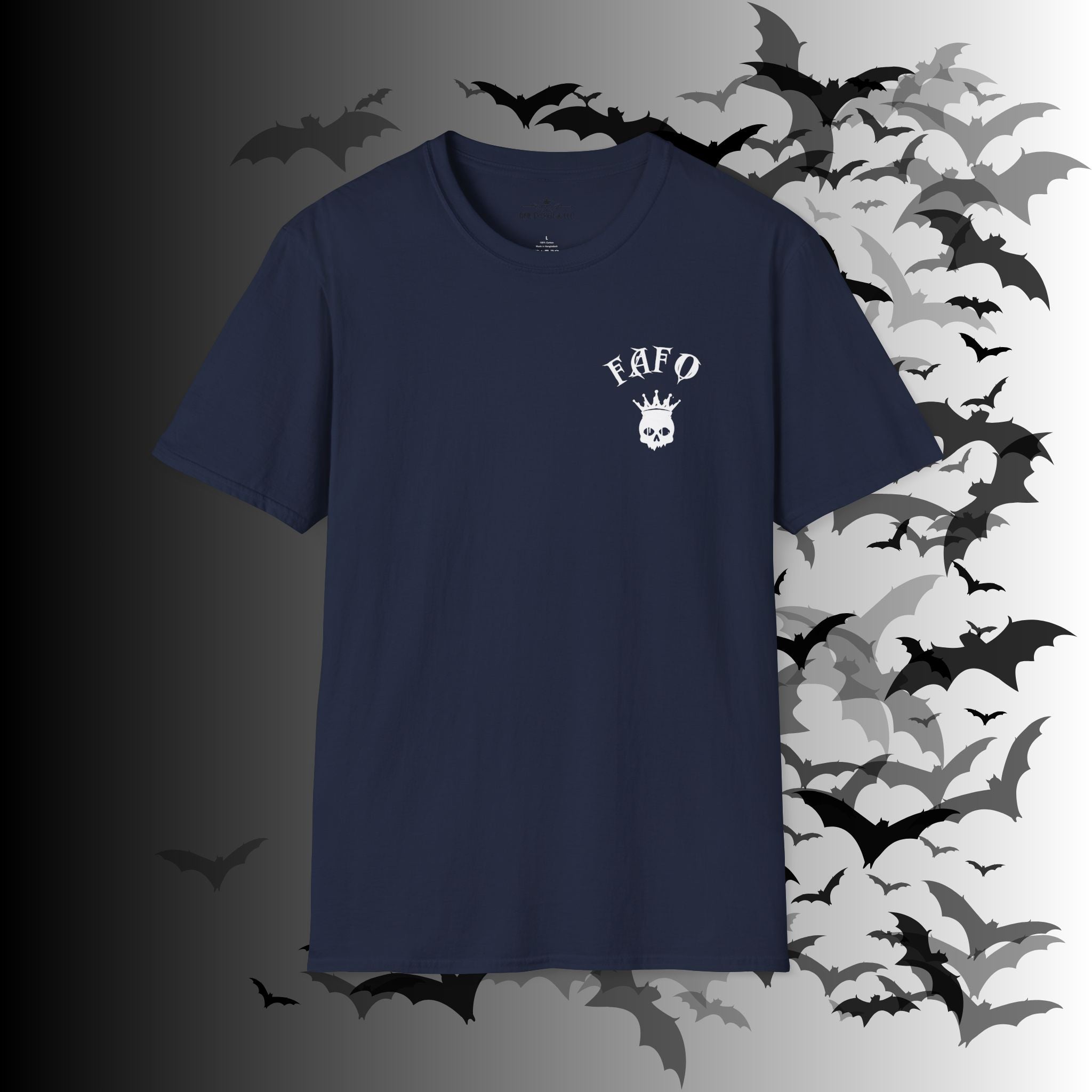 "FAFO" I Identify As A Threat T-Shirt — White Print Front & Back Gothic Tee