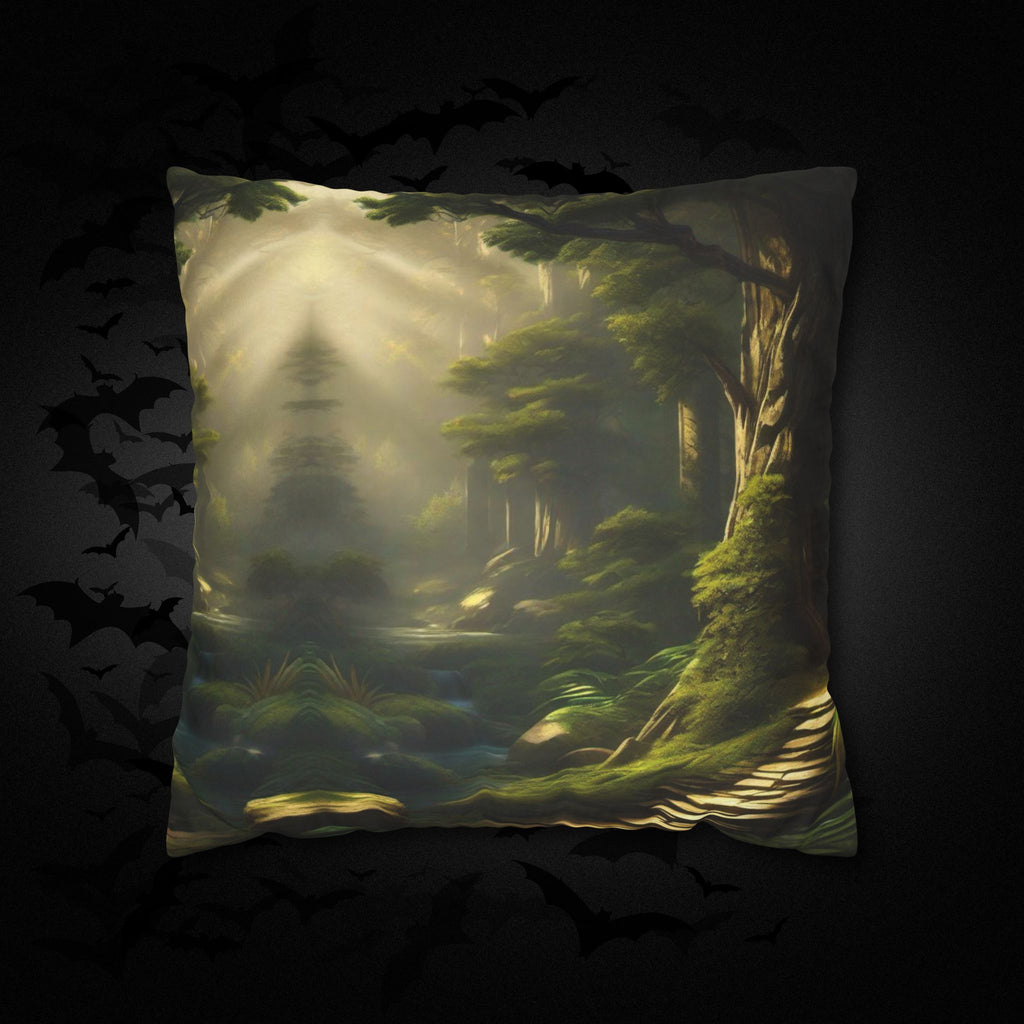 Mystical Forest Throw Pillow — Dark Cottagecore Woodland Home Decor
