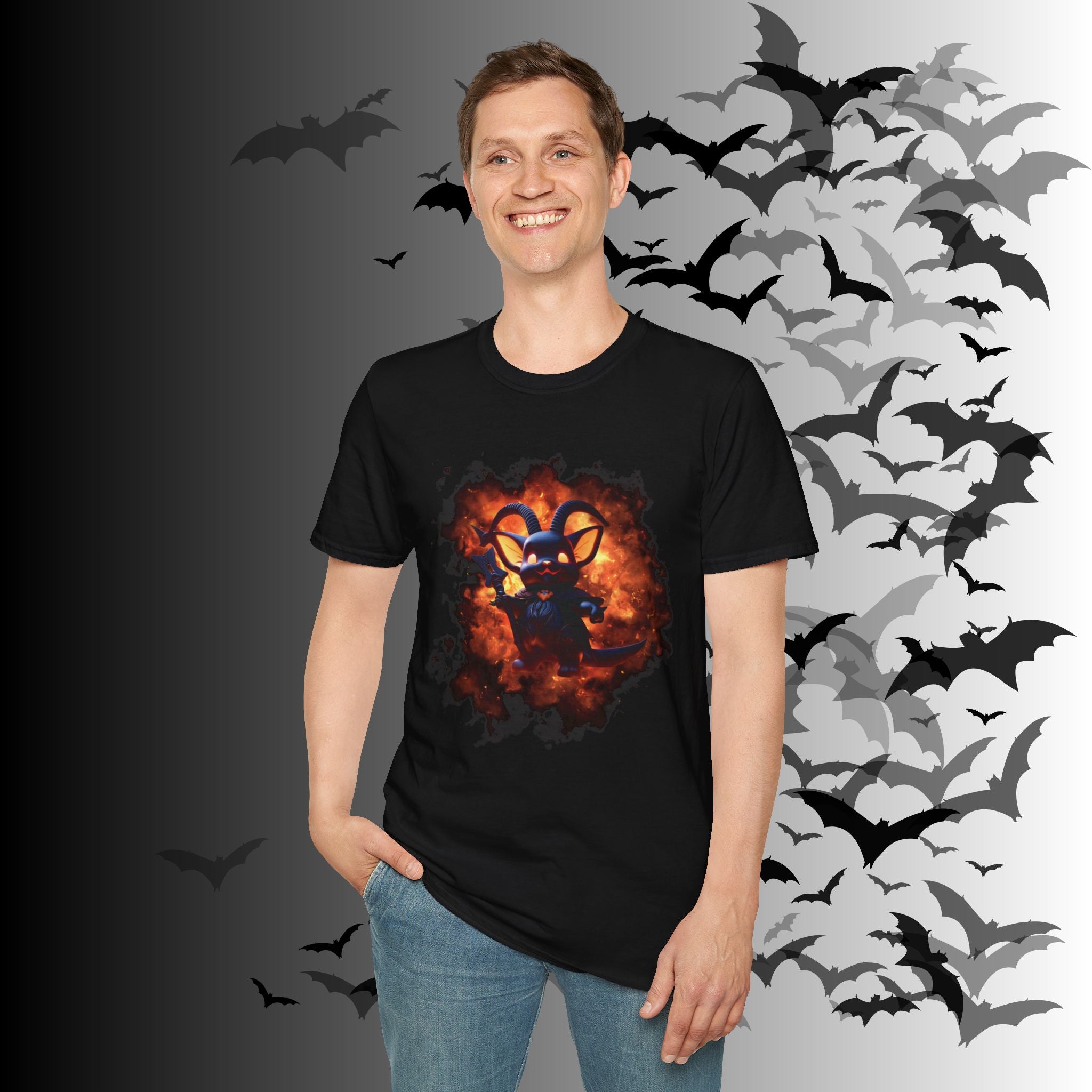 Whimsigoth Chibi Baphomet Fire T-Shirt — Gothic Occult Tee