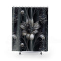 Gothic Botanical Skull Shower Curtain — Dark Floral Bathroom Decor
