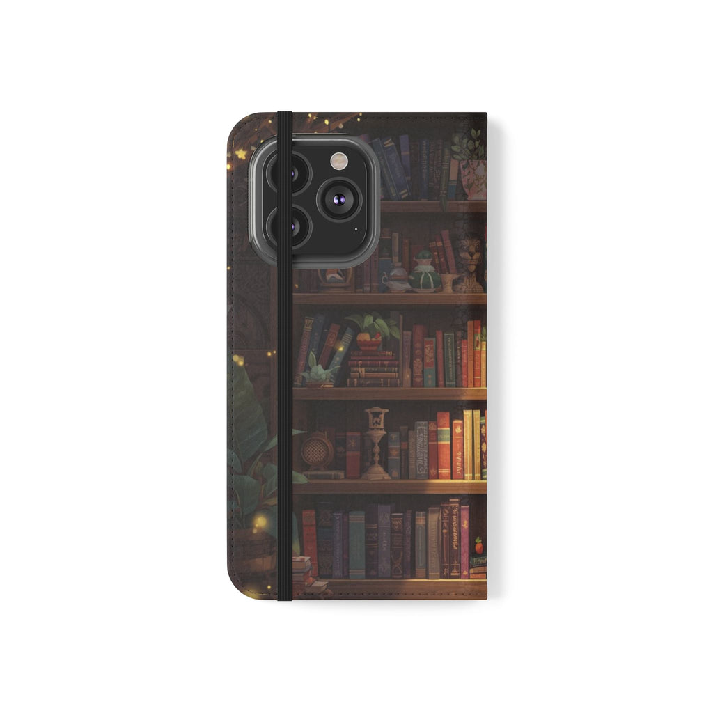 Whimsigoth Bookcase Wallet Flip Case - Romantasy Reader Phone Wallet - Book Pattern Flip Case - Bookish Phone Case