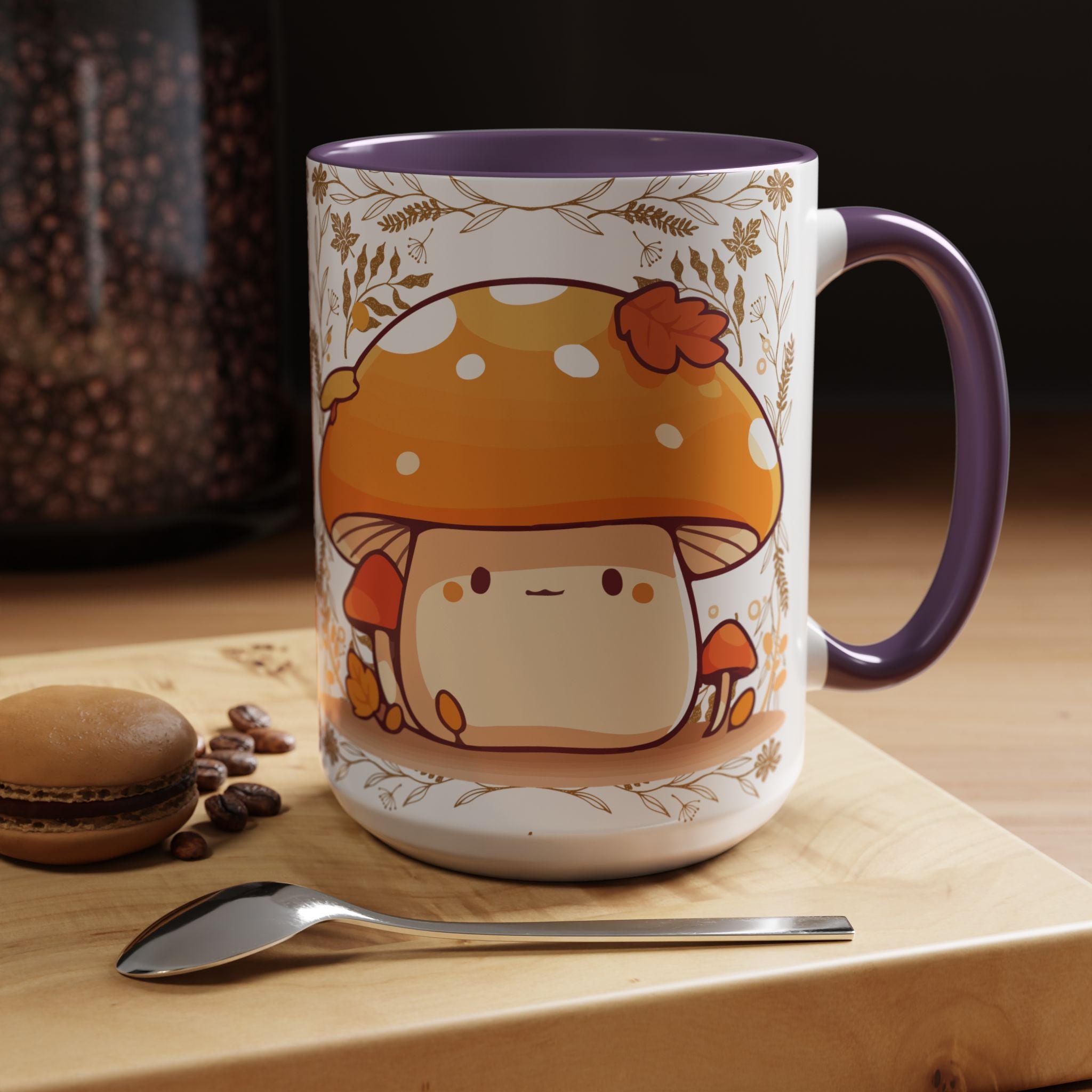 Autumn Mushroom Cute Coffee Mug — Fall Kawaii Accent Mug (11/15oz)