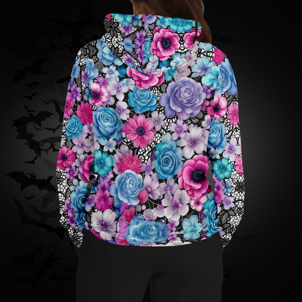 Pastel Goth Floral Skull Hoodie — Gothic Skull Unisex All Over Print