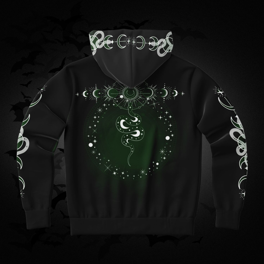 Celestial Serpent All Over Print Hoodie – Forest Green