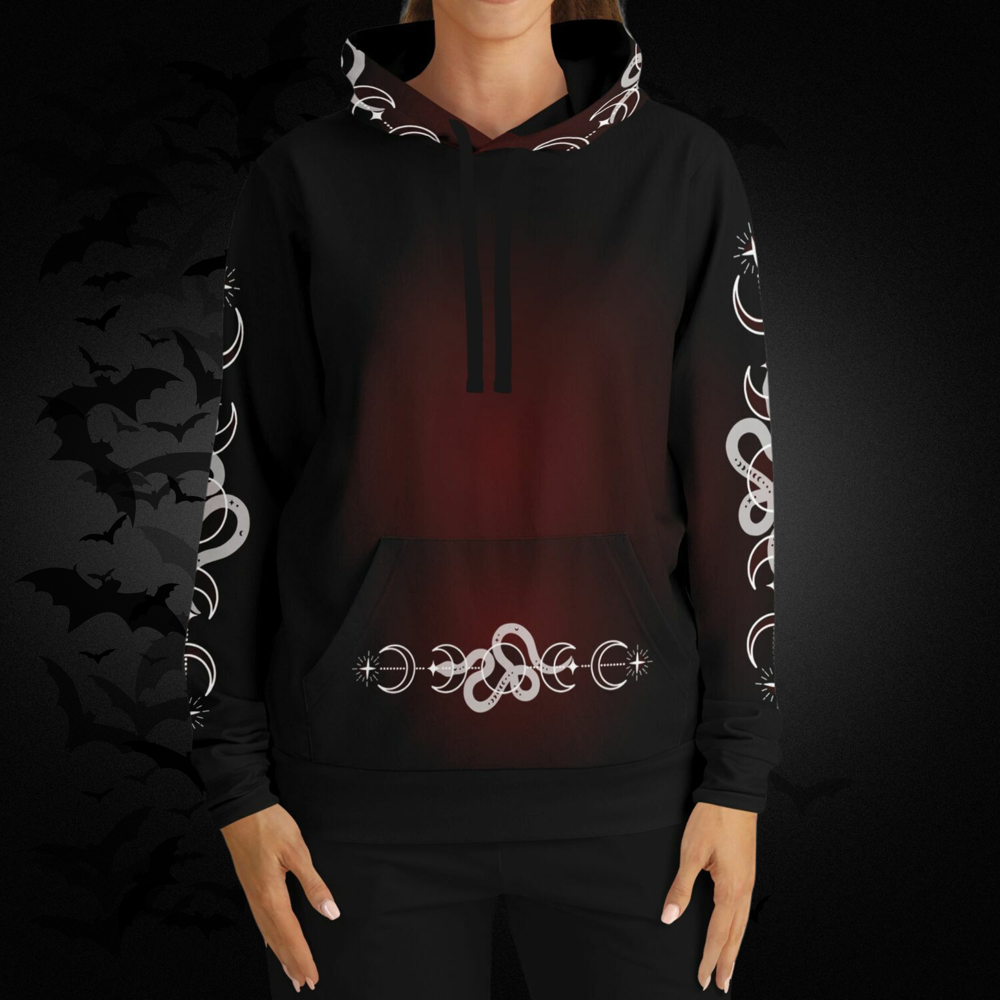 Celestial Serpent All Over Print Hoodie – Crimson
