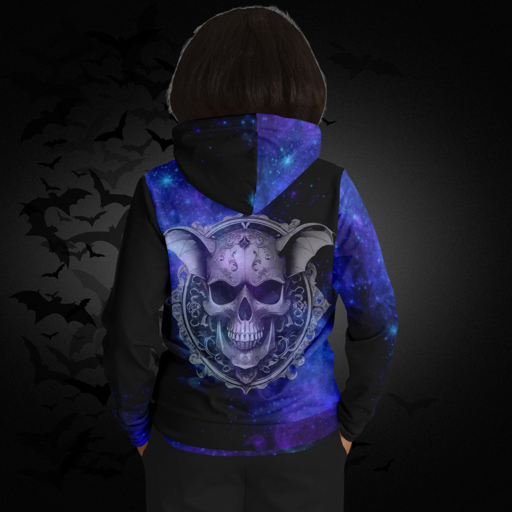Galaxy Bat Skull All Over Print Hoodie