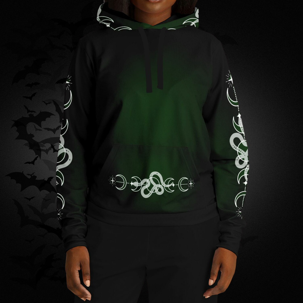 Celestial Serpent All Over Print Hoodie – Forest Green
