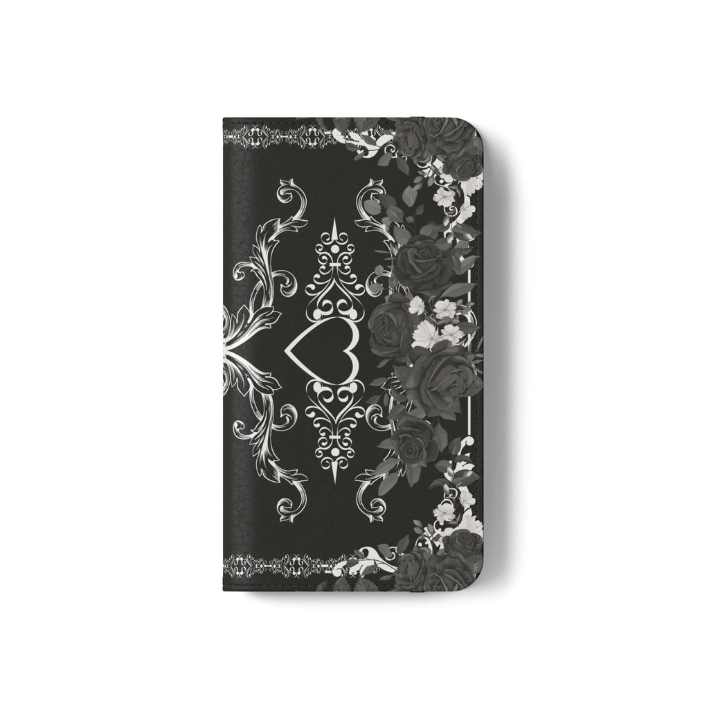 Romantic Goth Wallet Flip Case - Goth Botanical Phone Case