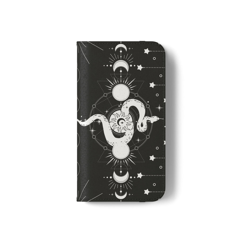 Gothic Style Celestial Snake Moon Phases Wallet Flip PhoneCase - Celestial Style Phone Case for iPhone and Samsung - Moon Phases Wallet Case