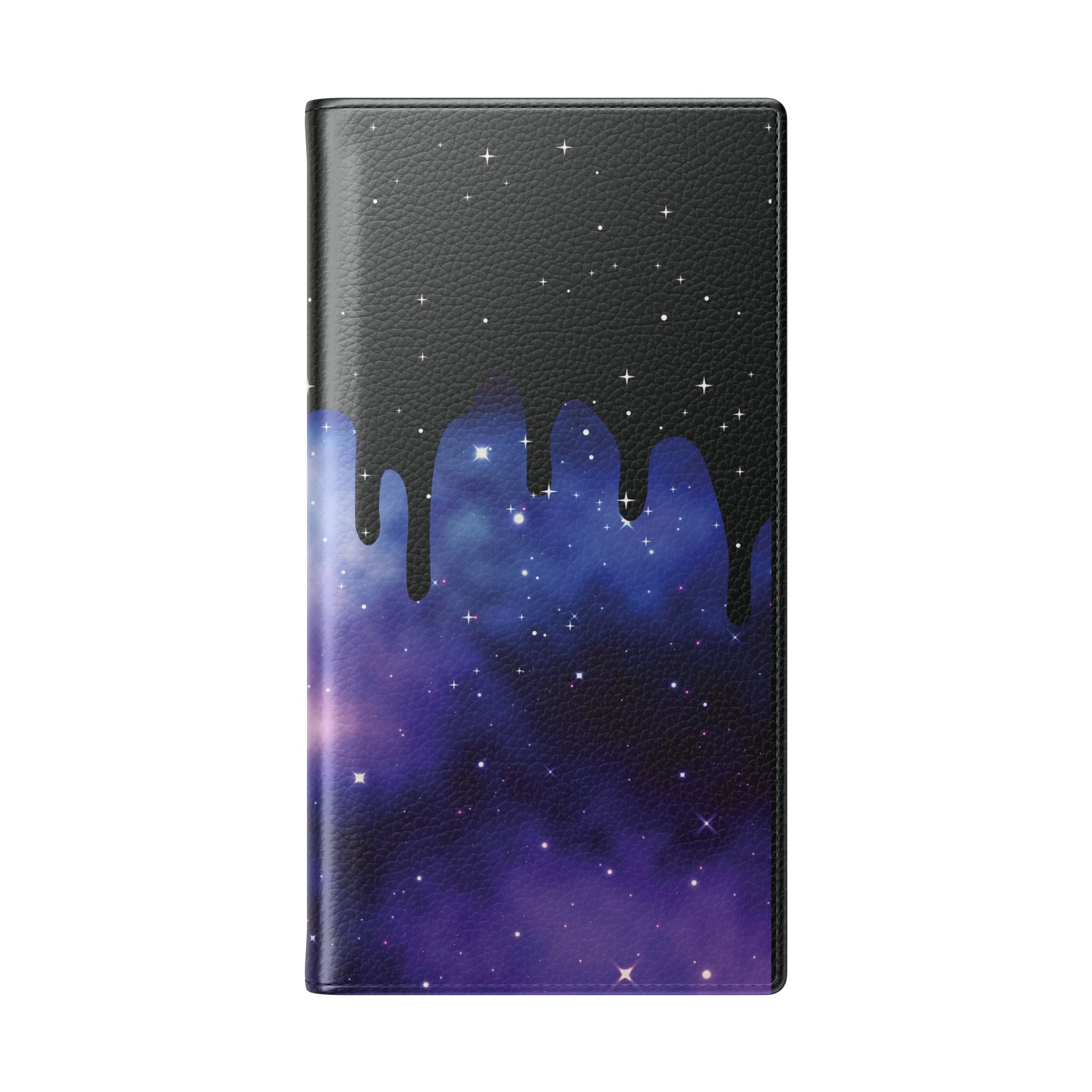 Pastel Goth Drippy Galaxy Flip Wallet Phone Case - Wallet Case for Samsung and iPhone - Gothic Style Wallet Phone Cases