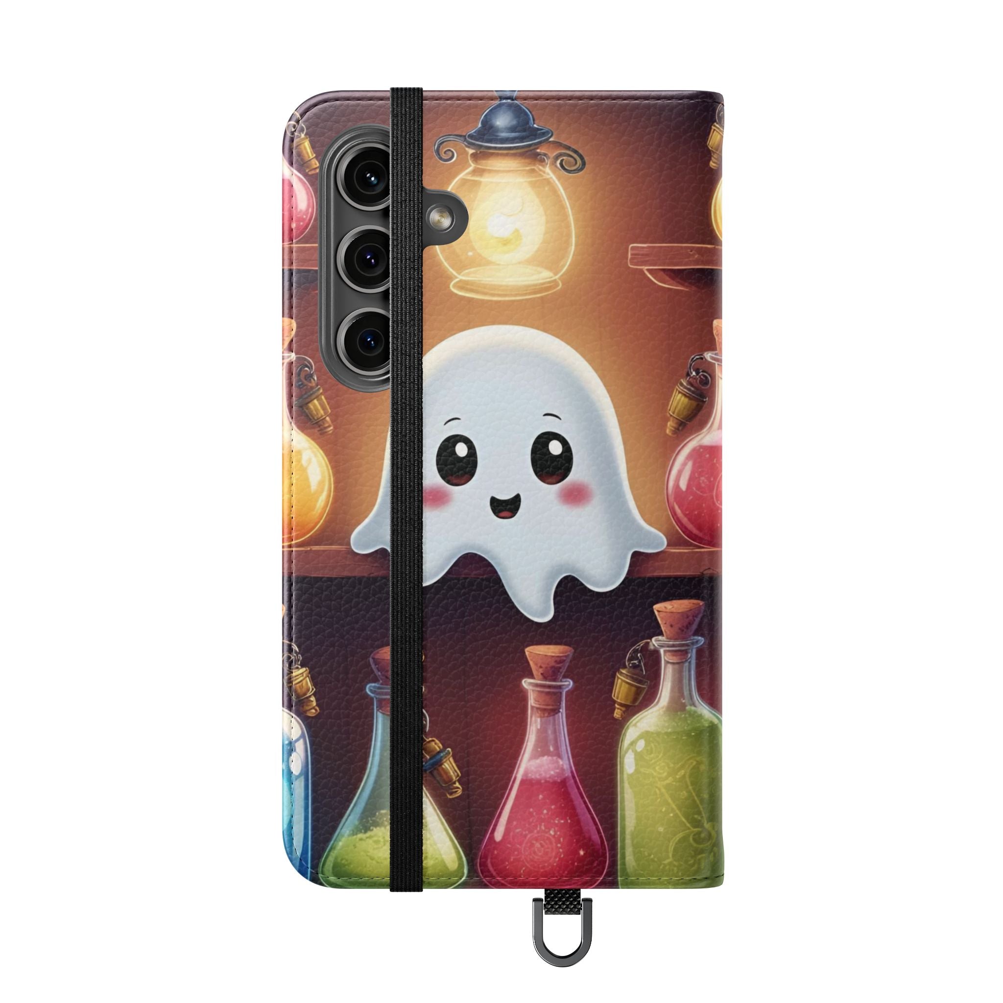 Apothecary Ghost Flip Wallet Case - Spooky Halloween Phone Case - Gothic Ghost Smartphone Case -  Ghost on a Shelf Wallet Case