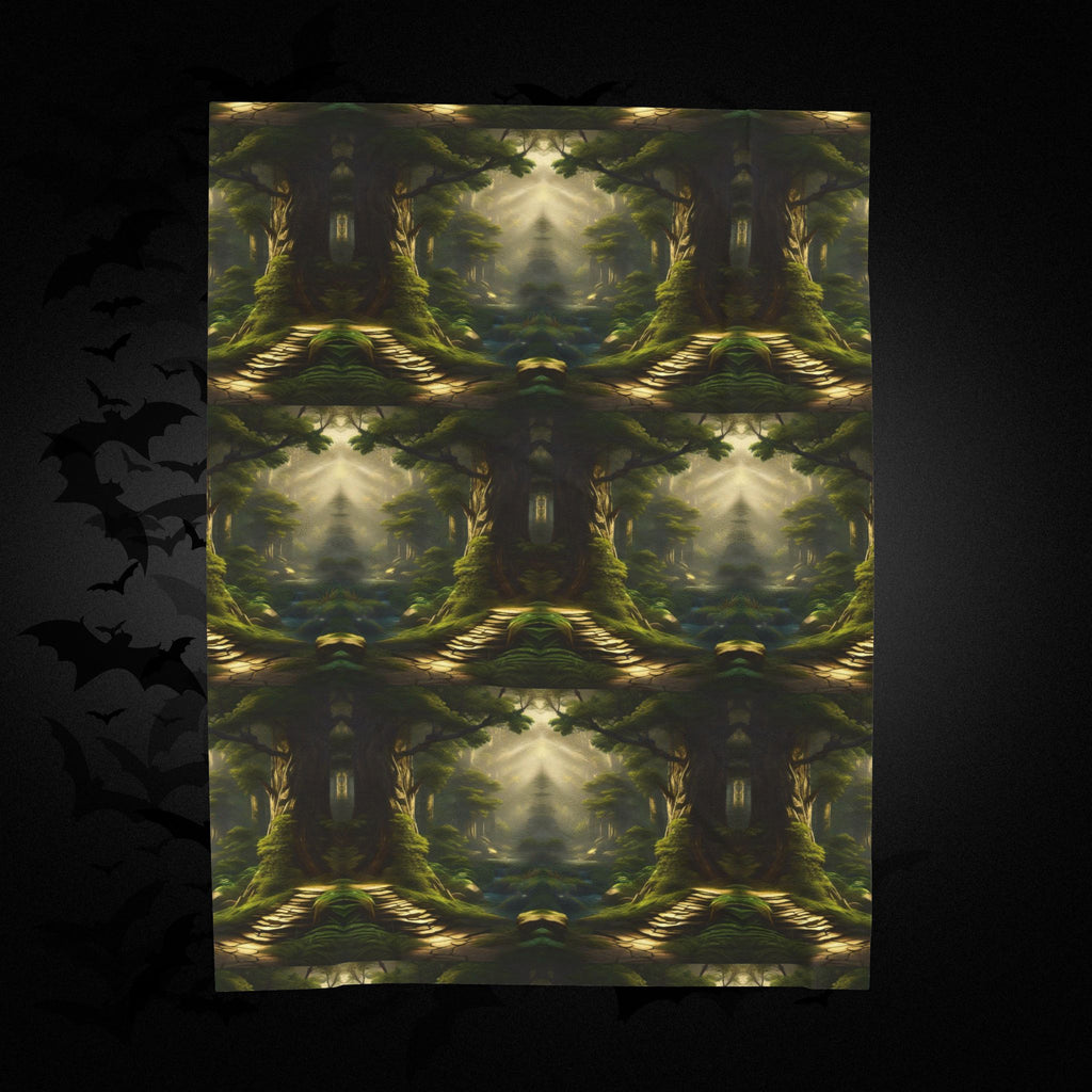 Mystical Forest Throw Blanket — Dark Cottagecore Woodland Home Decor