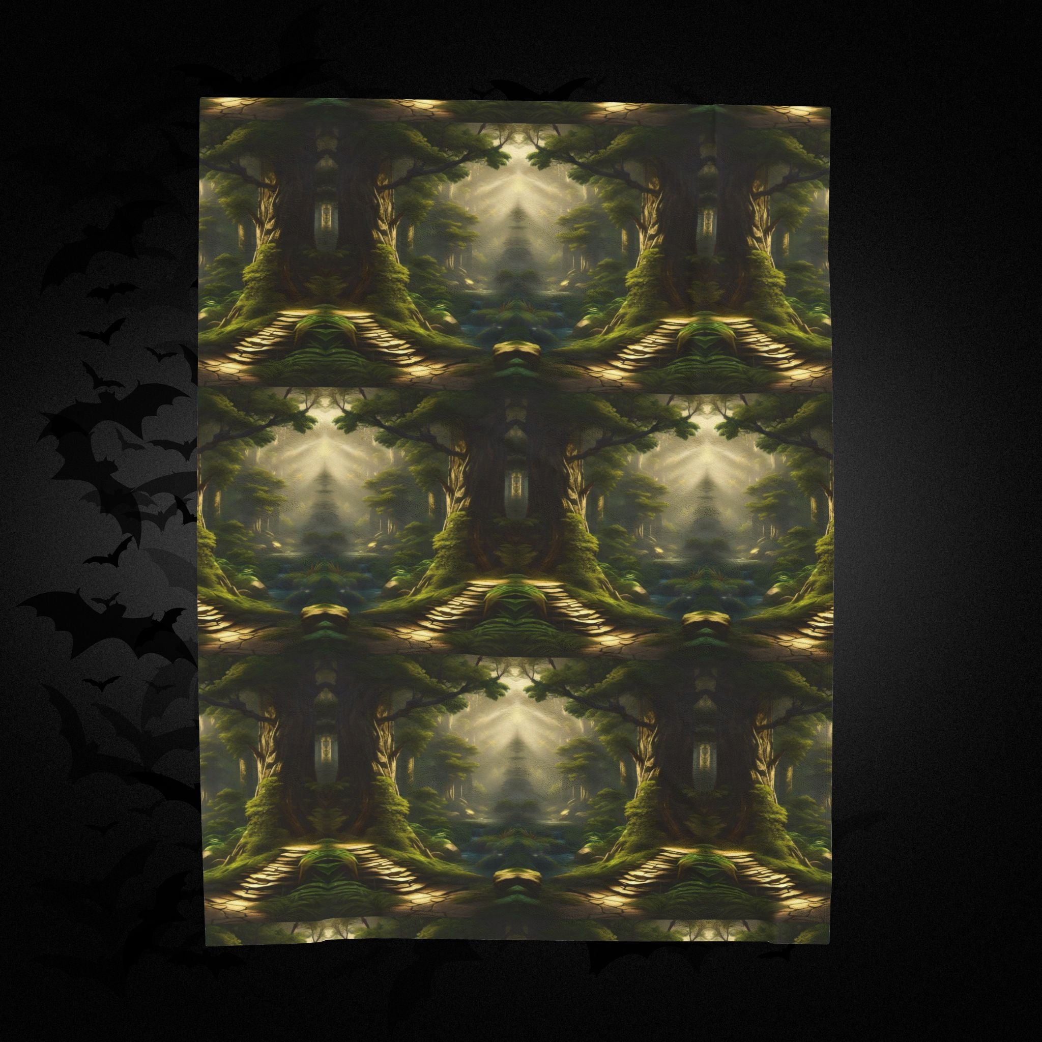 Mystical Forest Throw Blanket — Dark Cottagecore Woodland Home Decor
