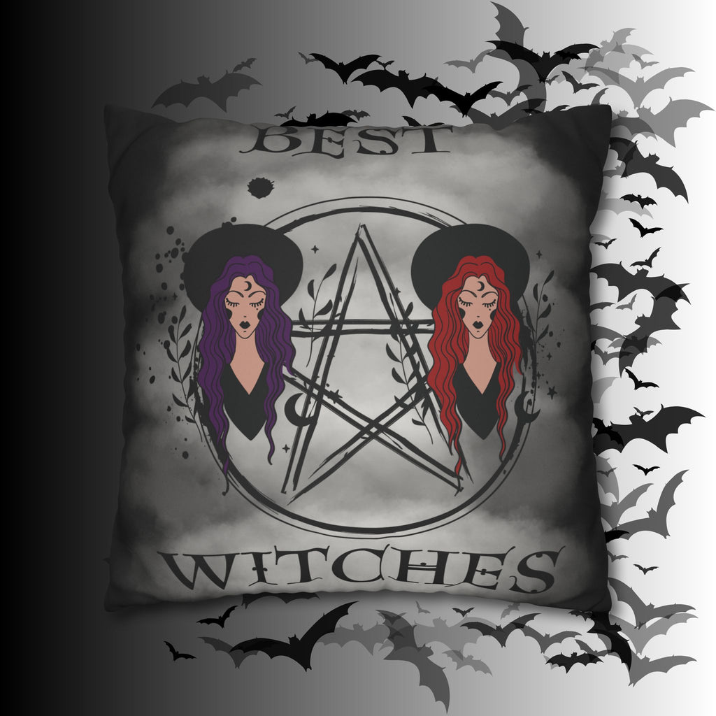 Best Witches Gothic BFF Throw Pillow — Witch Dark Cottagecore Home Decor