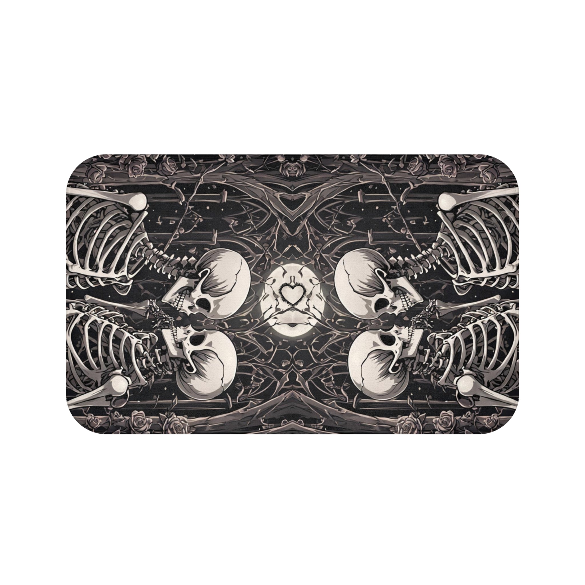 Skeleton Love Bath Mat — Gothic Dark Romance Valloween Bathroom Decor