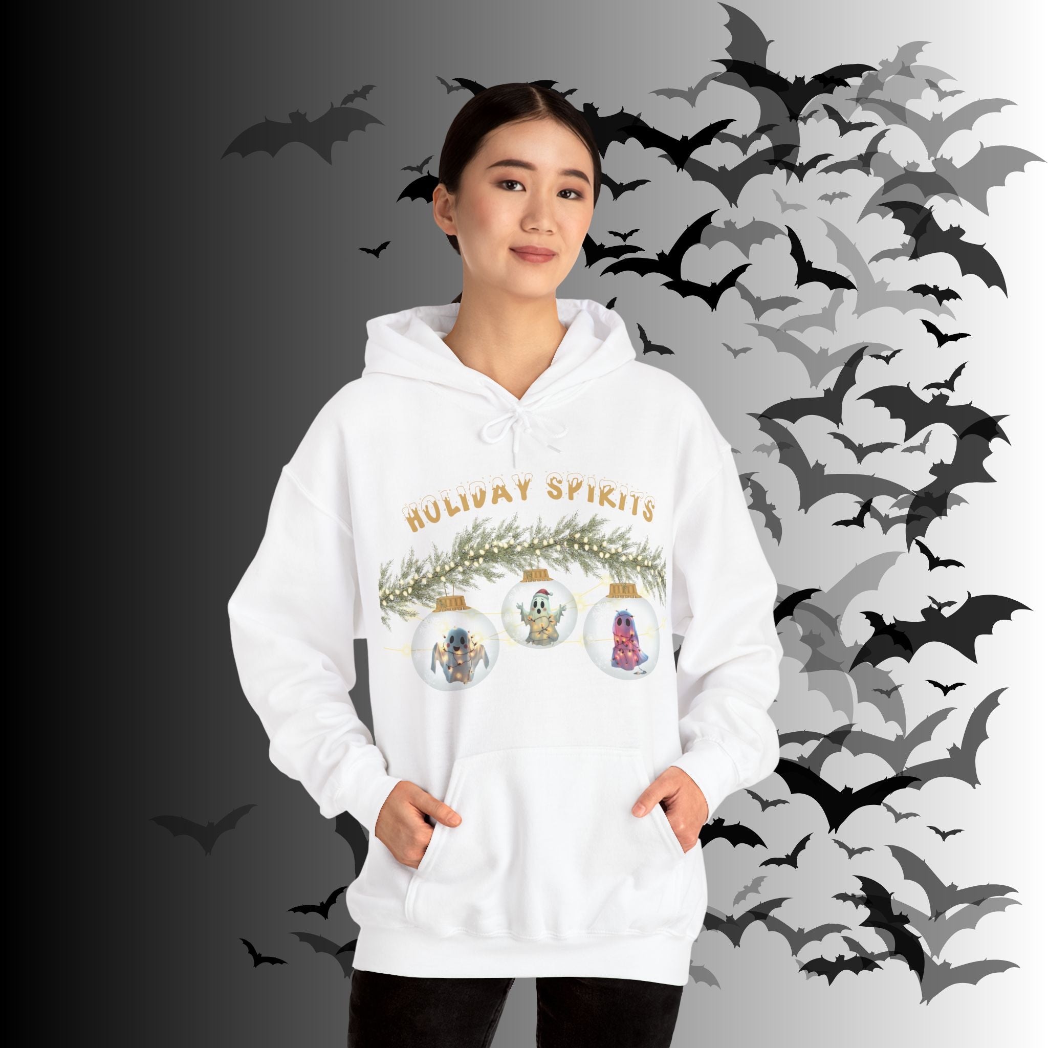 Holiday Spirits Hoodie — Ghost Christmas Ornament Gothmas Pullover