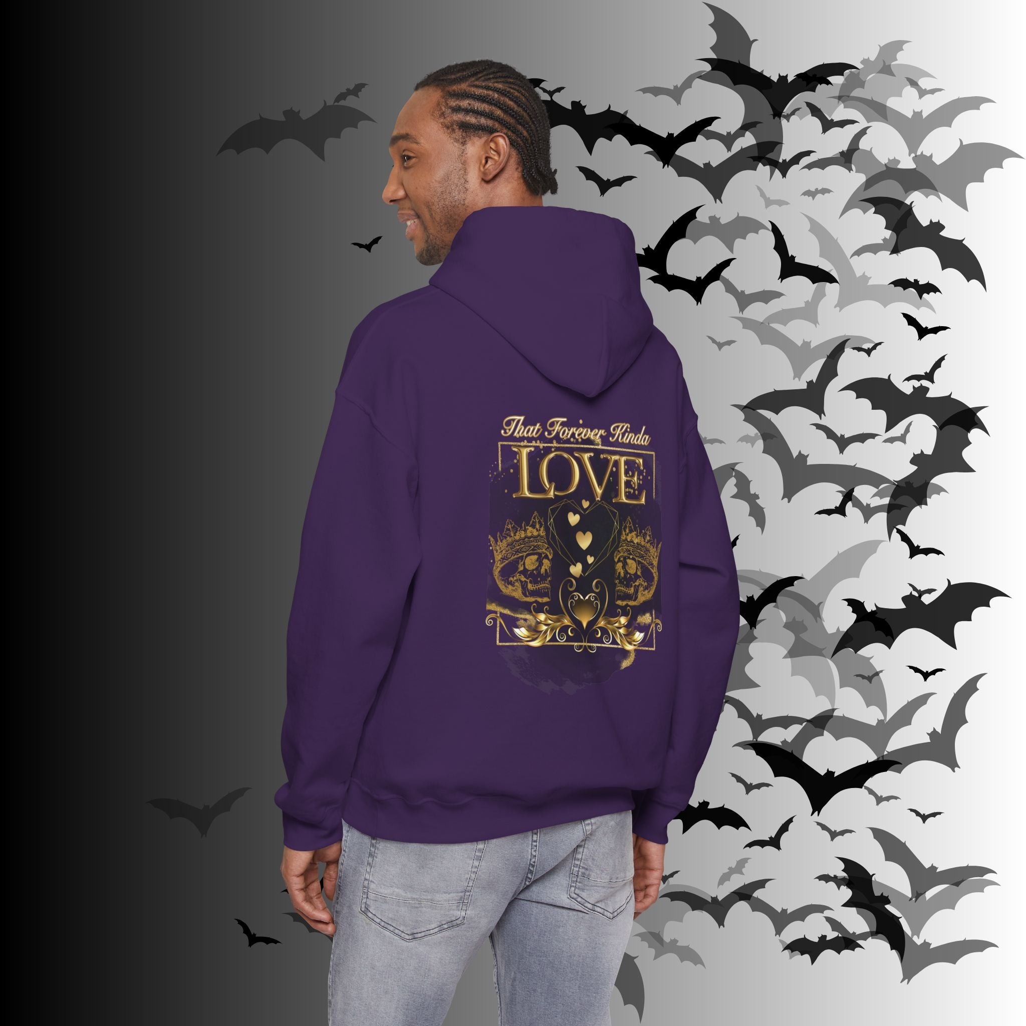 That Forever Kinda Love Hoodie — Gothic Gold Skull Couples Pullover