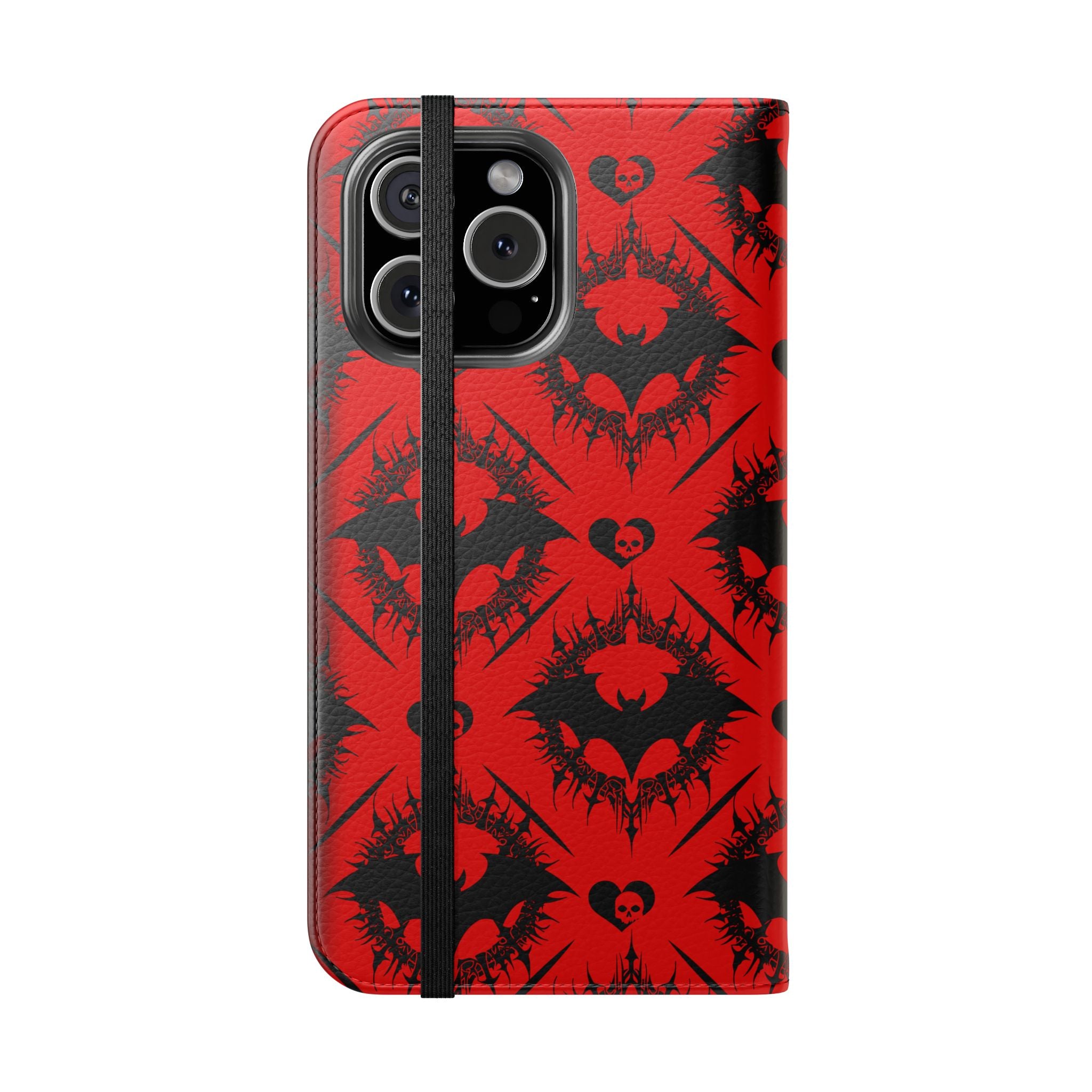 Gothic Bat Wallet Flip Case - Elegant Goth Phone Wallet - Bat Pattern Flip Case - Gothic Phone Case - Stylish Wallet Phone Case