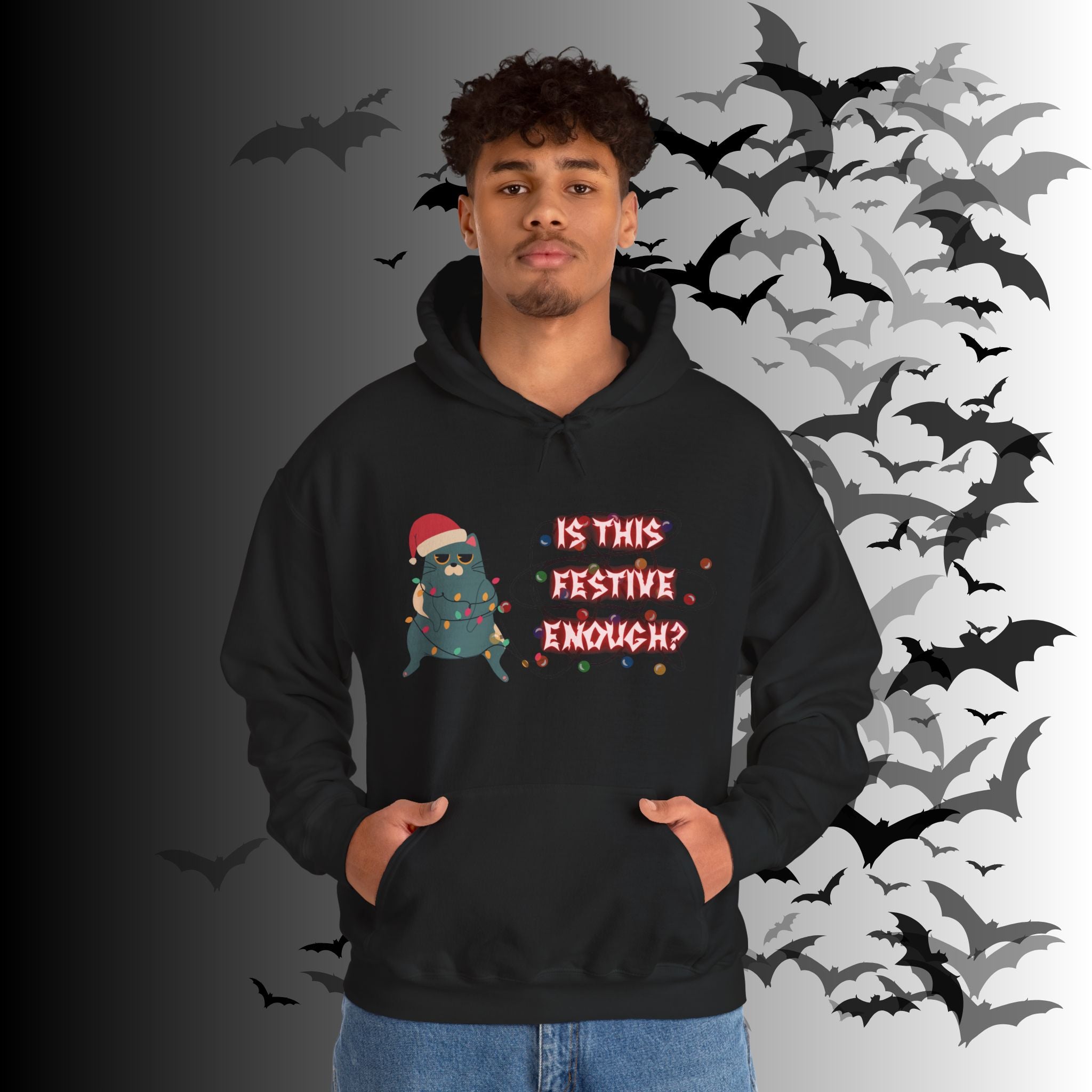 Is This Festive Enough Cat Hoodie — Grumpy Christmas Cat Pullover