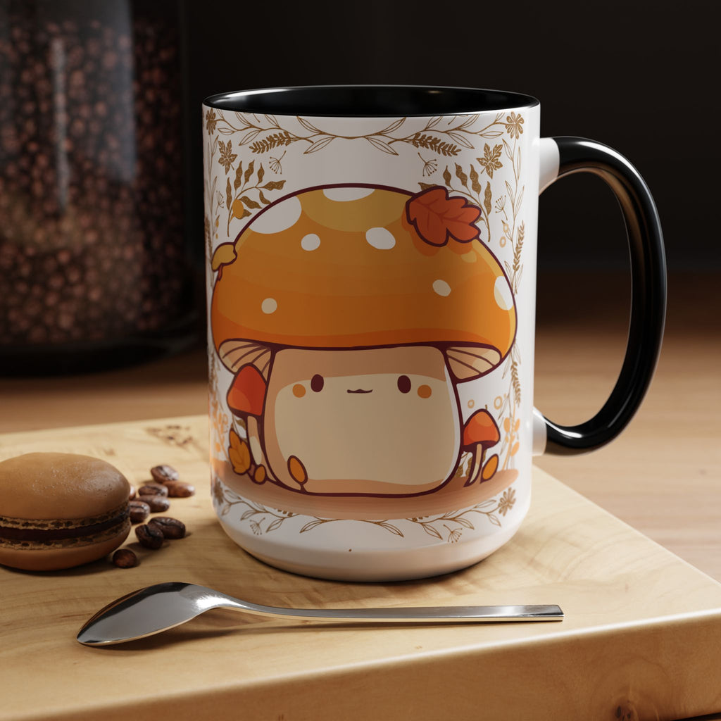 Autumn Mushroom Cute Coffee Mug — Fall Kawaii Accent Mug (11/15oz)