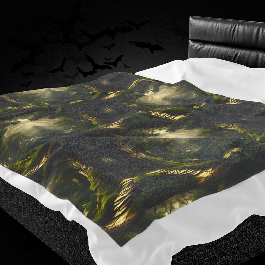 Mystical Forest Throw Blanket — Dark Cottagecore Woodland Home Decor