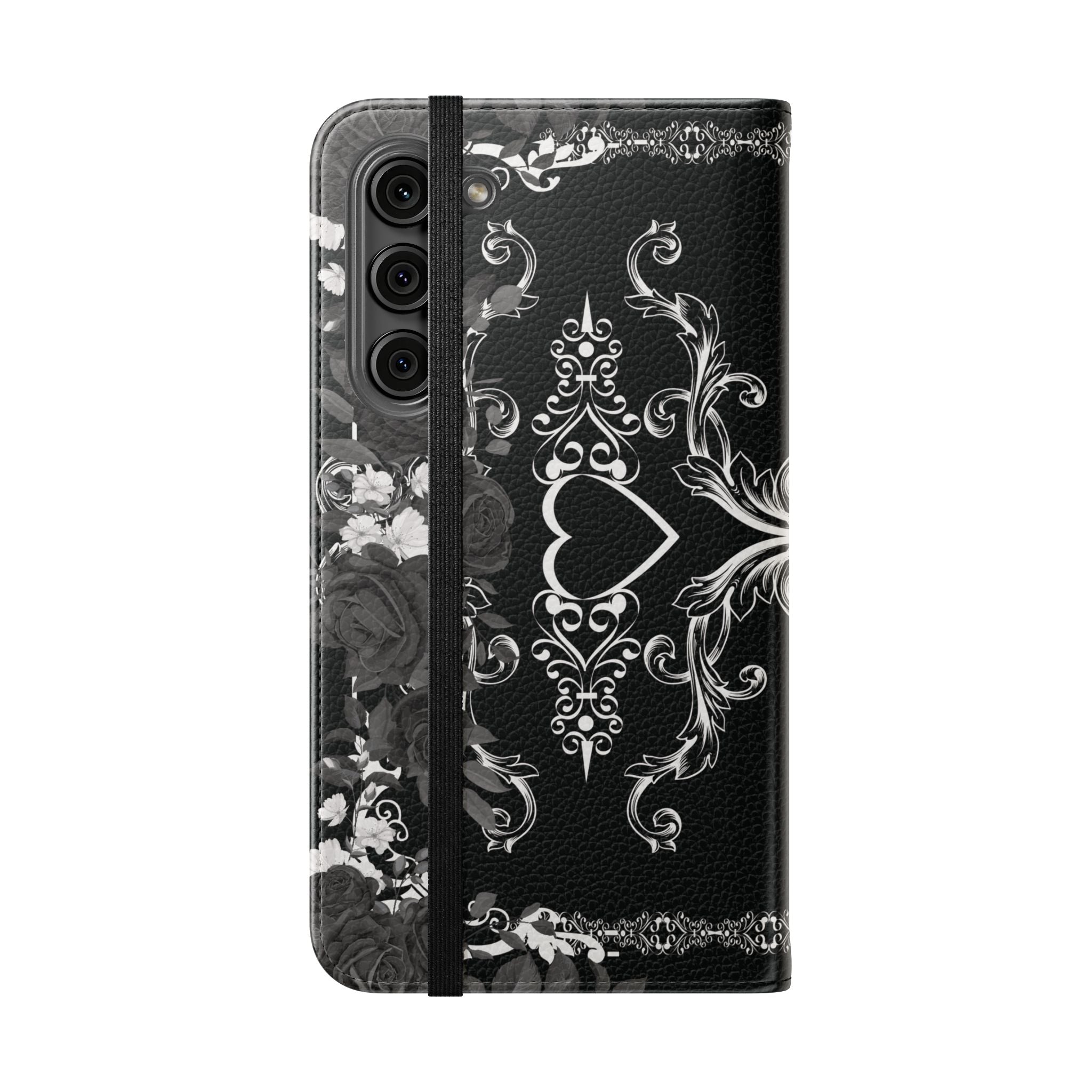 Romantic Goth Wallet Flip Case - Goth Botanical Phone Case
