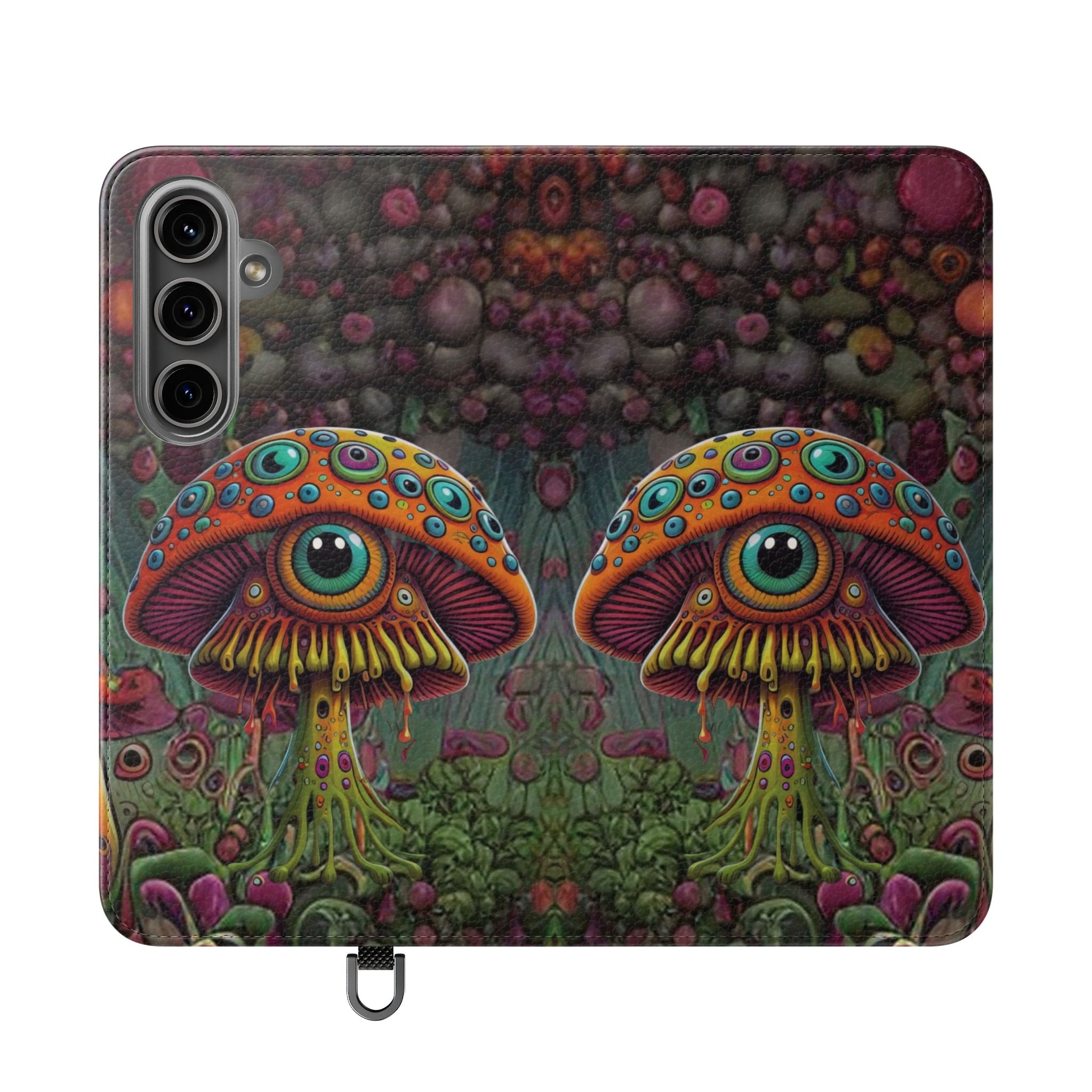 Trippy Mushroom Cottagecore Flip Wallet Phone Case - Mushroom Wallet Case for Samsung iPhone - Psychedelic Wallet Phone Cases