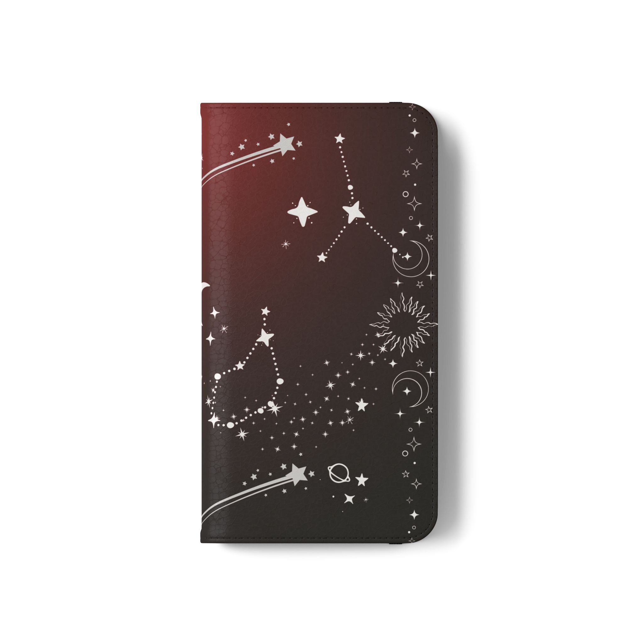Gothic Celestial Black and Red Flip Wallet Case for iPhone and Samsung Galaxy Phones