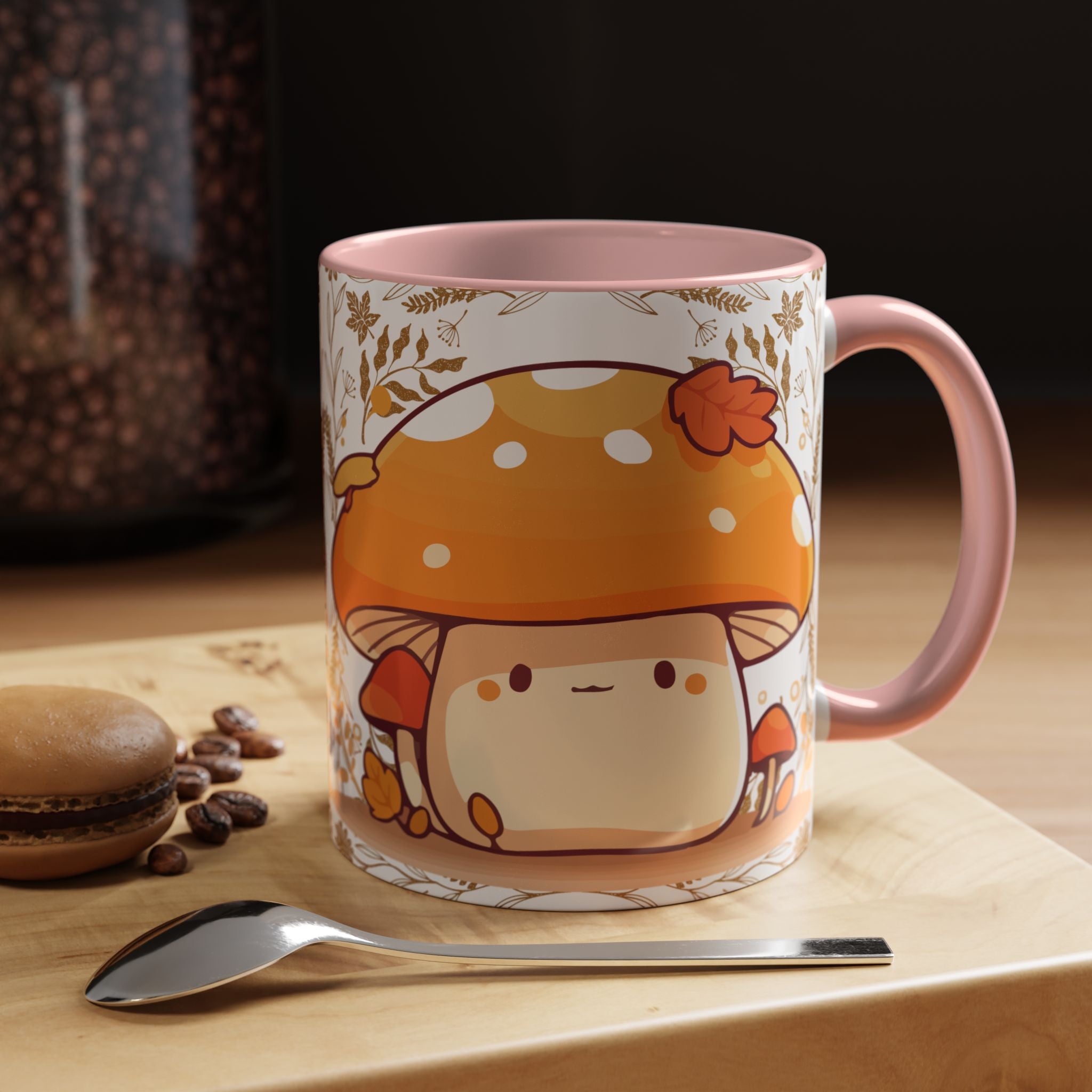 Autumn Mushroom Cute Coffee Mug — Fall Kawaii Accent Mug (11/15oz)
