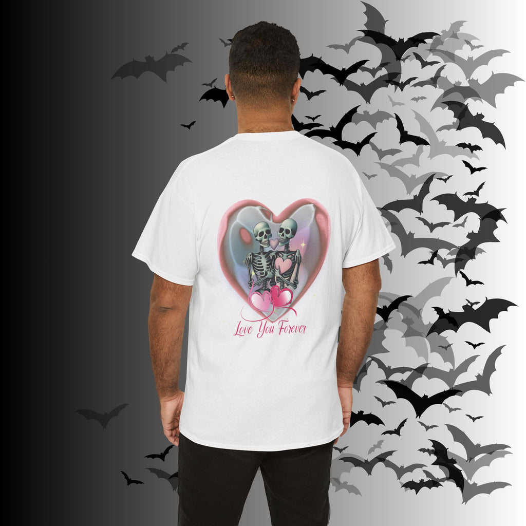 "Love You Forever" Gothic Skeleton Couples T-Shirt — Goth Valentine's Day Matching Tee
