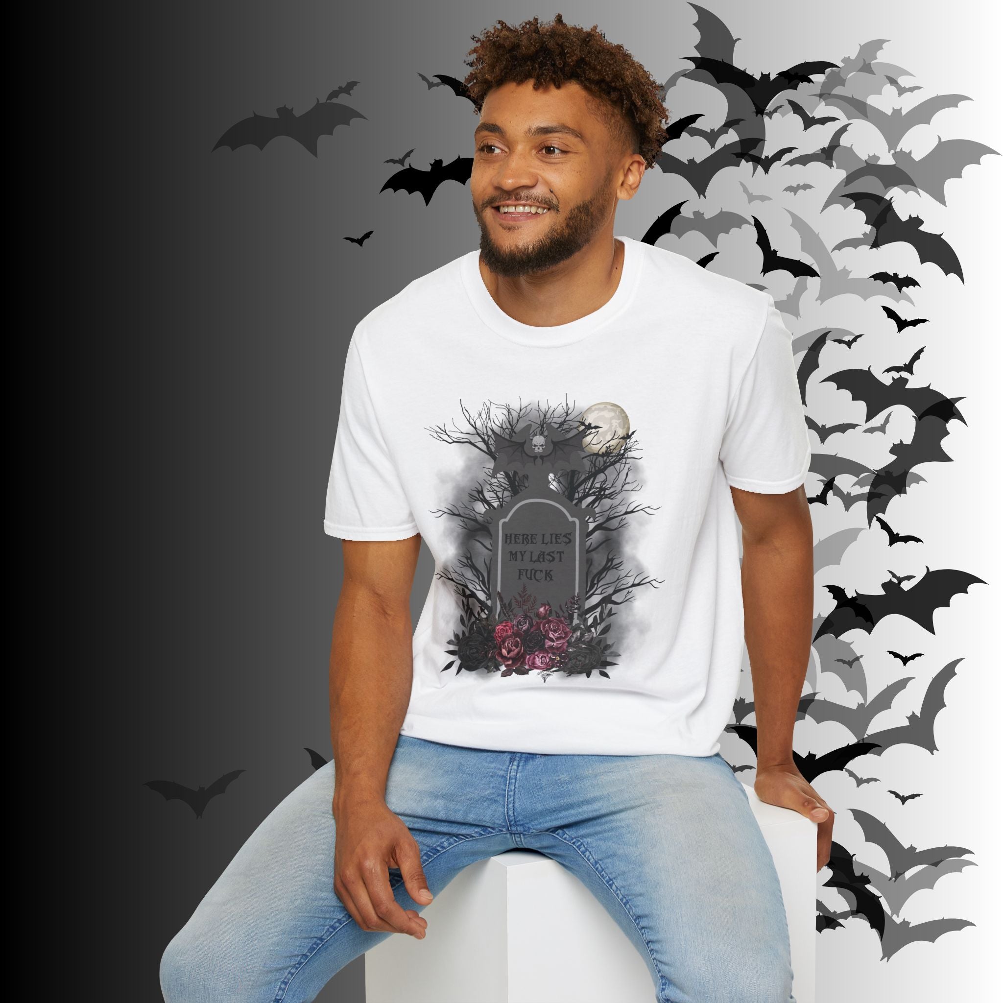 "Here Lies My Last F*ck" Gothic Gravestone T-Shirt — Spooky Humor Tee
