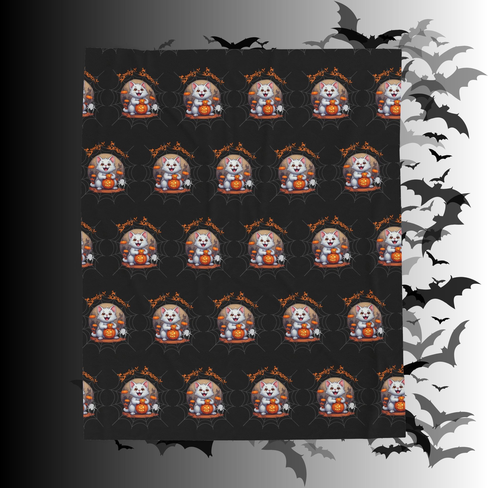 Spooky Season Cat Halloween Throw Blanket — Pumpkin Gothic Home Decor